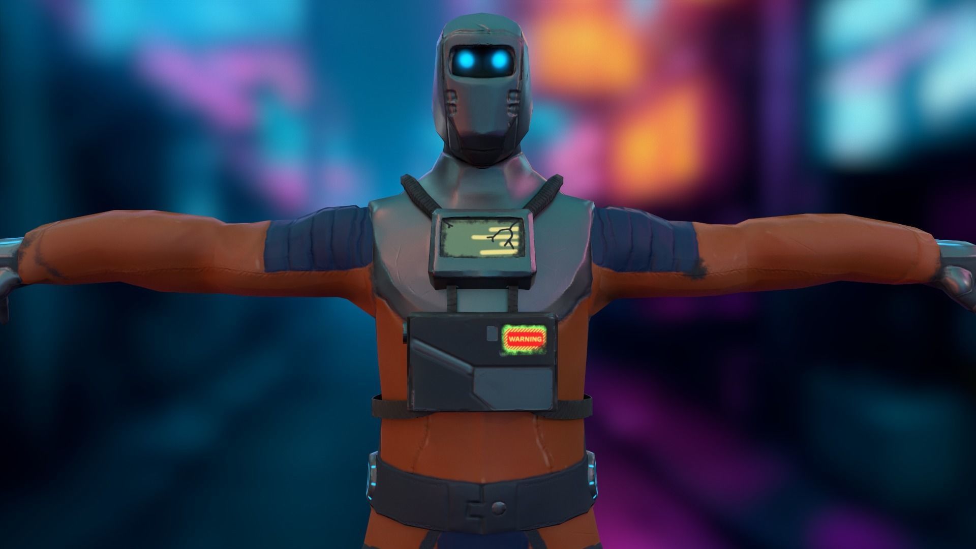 Sci-fi Futuristic character Cybernetic Cyberpunk hero Low-poly 3D model_7