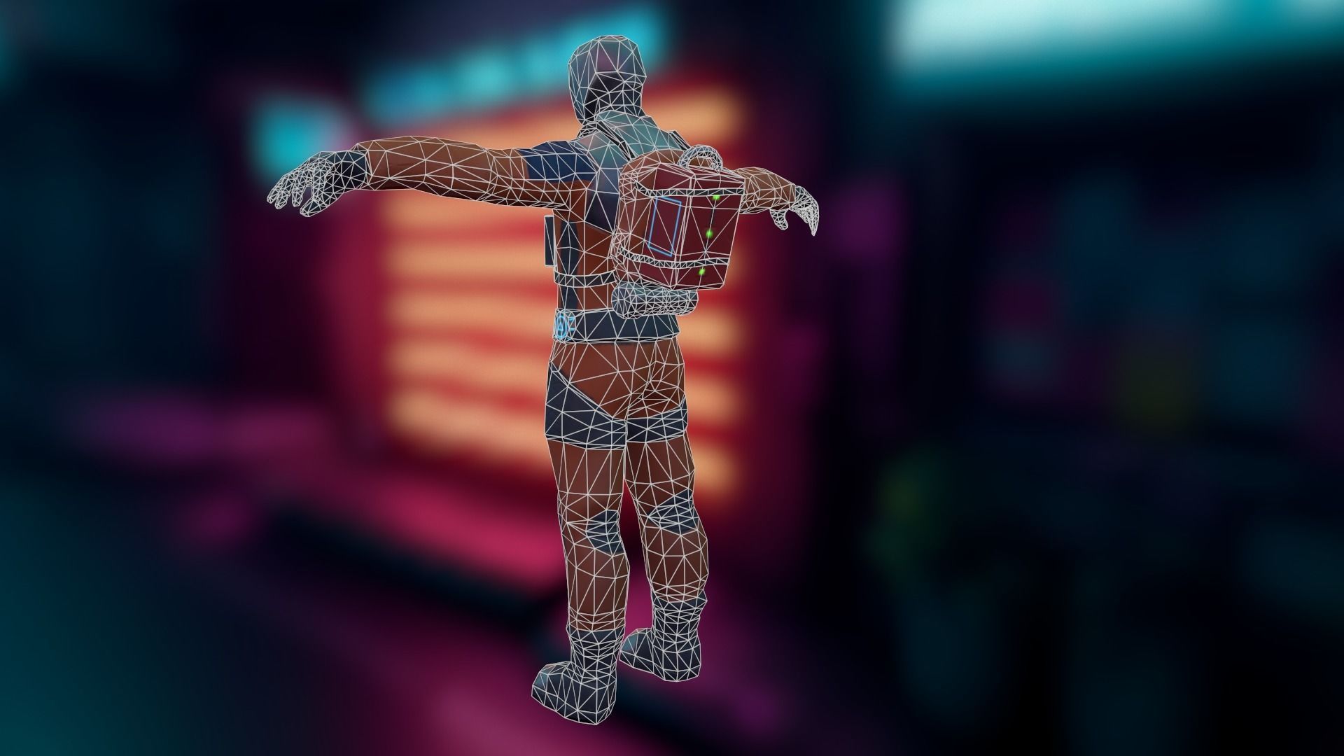 Sci-fi Futuristic character Cybernetic Cyberpunk hero Low-poly 3D model_8