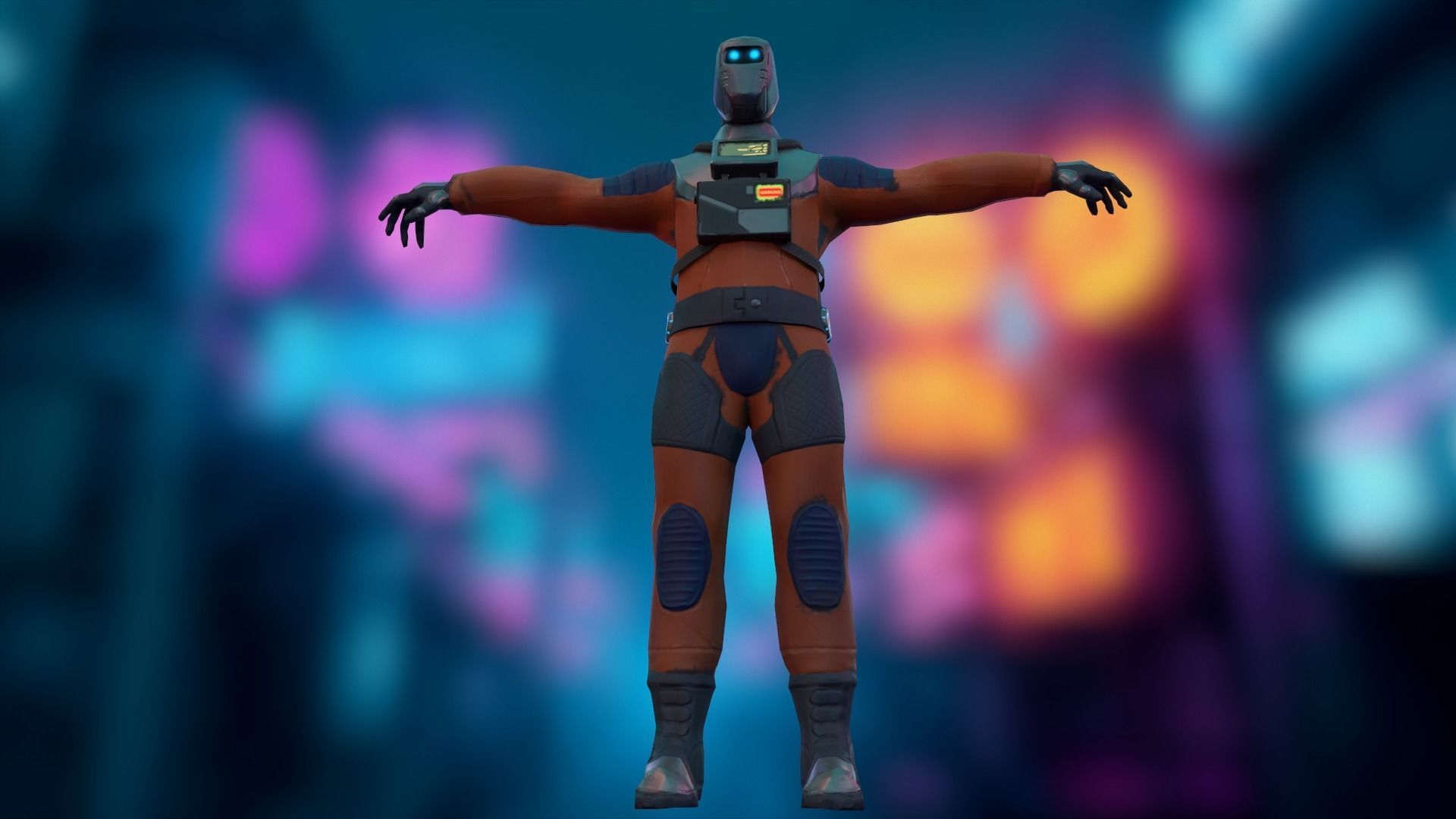 Sci-fi Futuristic character Cybernetic Cyberpunk hero Low-poly 3D model_19