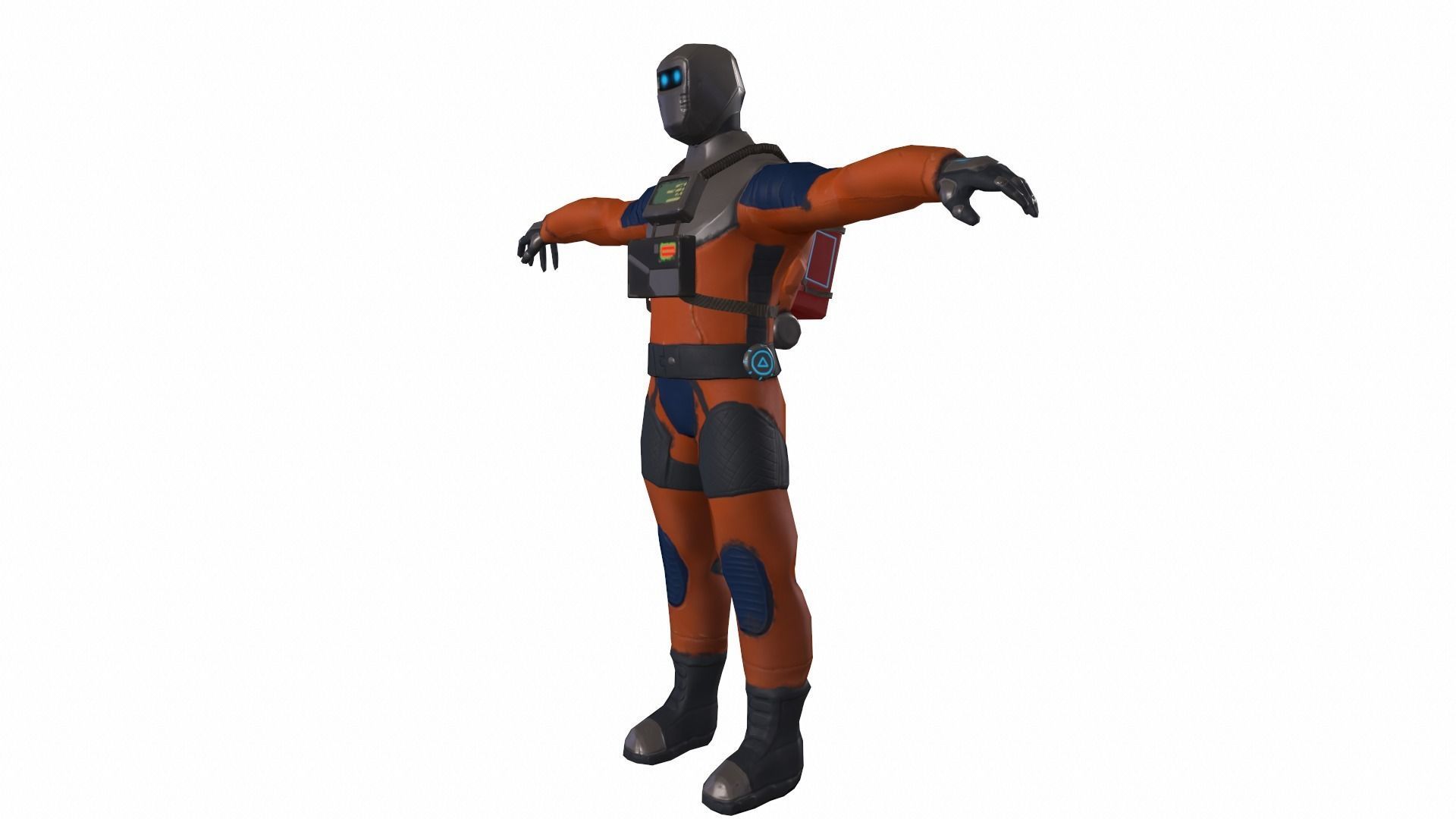 Sci-fi Futuristic character Cybernetic Cyberpunk hero Low-poly 3D model_5