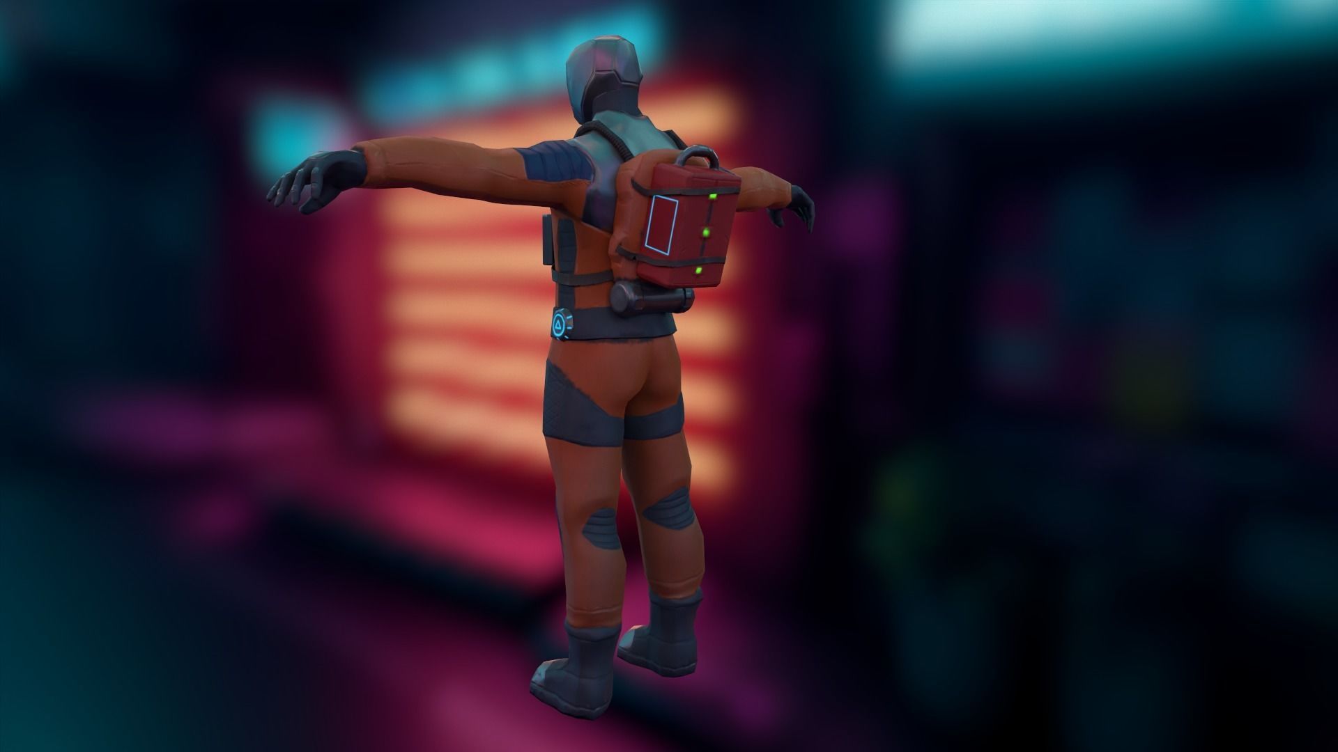 Sci-fi Futuristic character Cybernetic Cyberpunk hero Low-poly 3D model_16