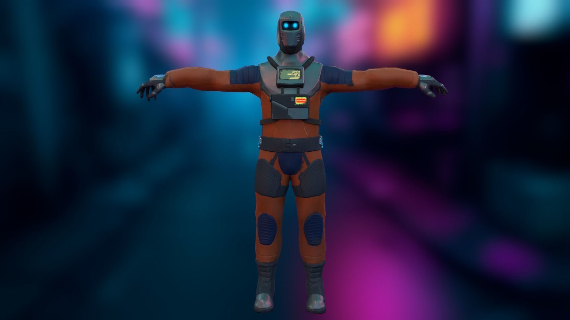 Sci-fi Futuristic character Cybernetic Cyberpunk hero Low-poly 3D model_20