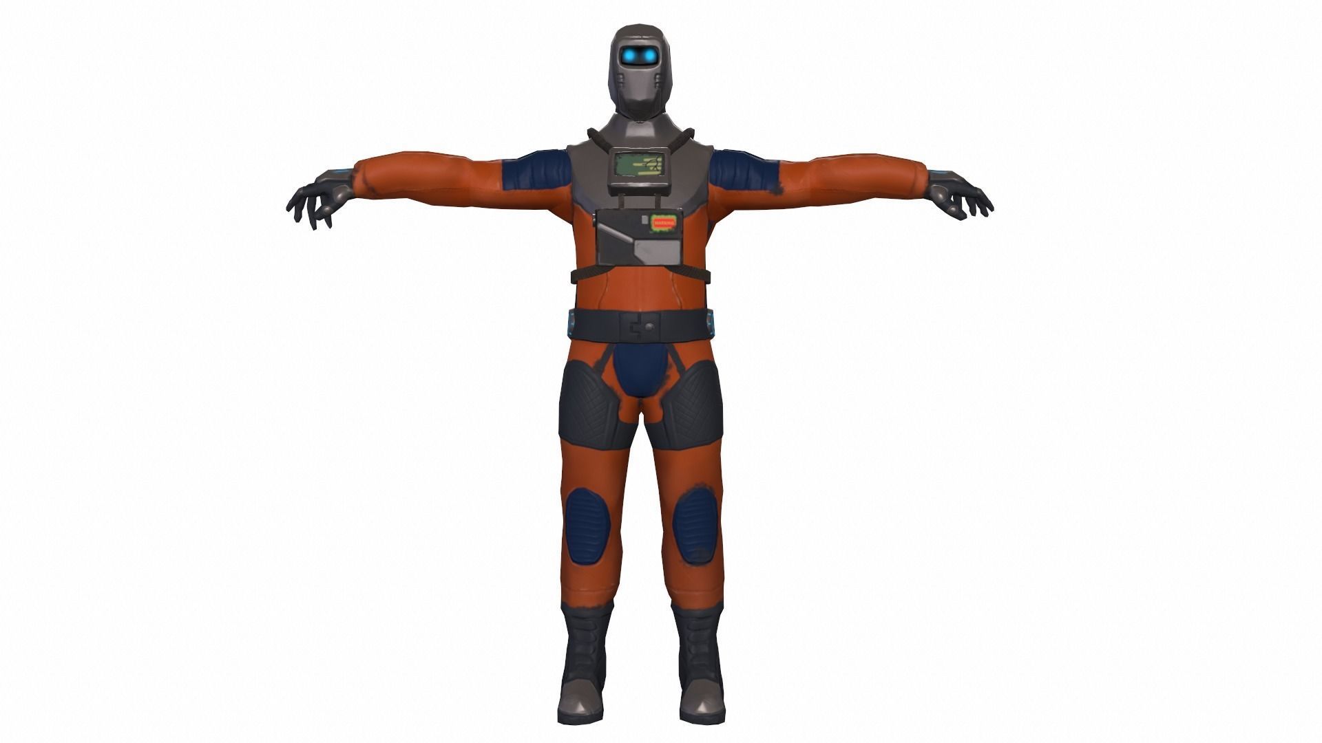 Sci-fi Futuristic character Cybernetic Cyberpunk hero Low-poly 3D model_4