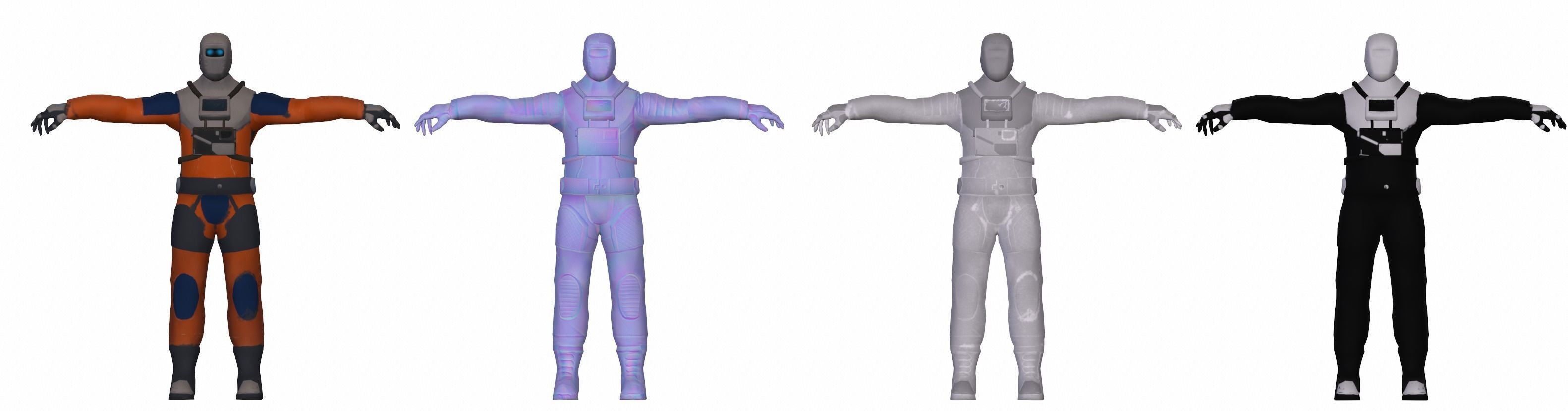 Sci-fi Futuristic character Cybernetic Cyberpunk hero Low-poly 3D model_10