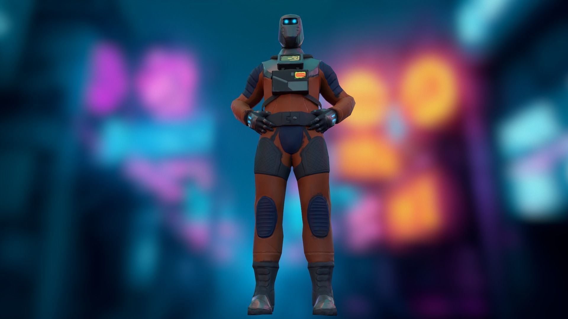Sci-fi Futuristic character Cybernetic Cyberpunk hero Low-poly 3D model_12