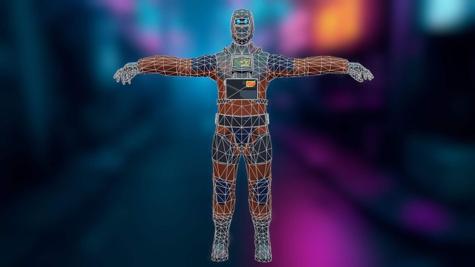 Sci-fi Futuristic character Cybernetic Cyberpunk hero Low-poly 3D model_15