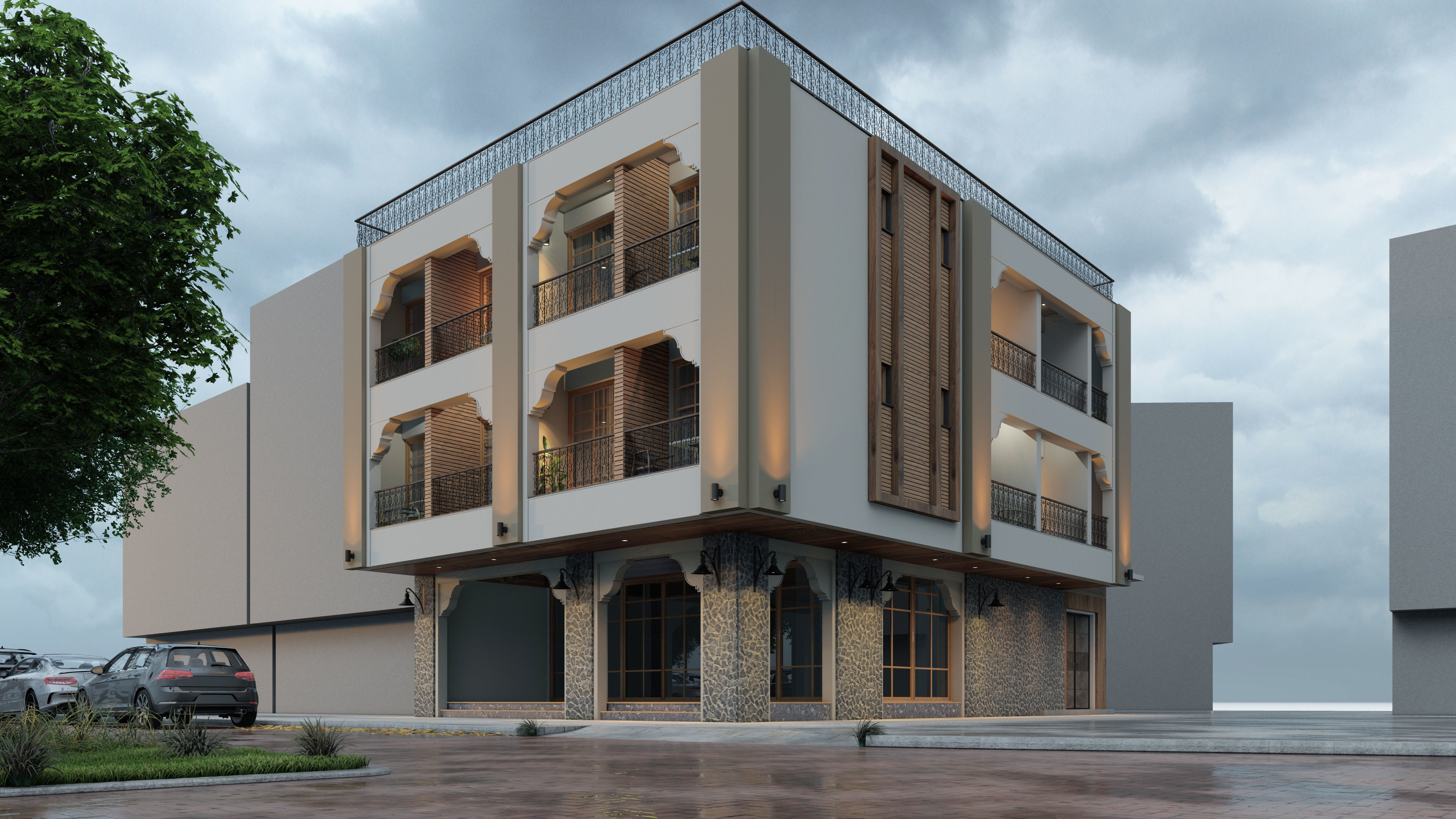 Exterior work on the old building 3D model_1