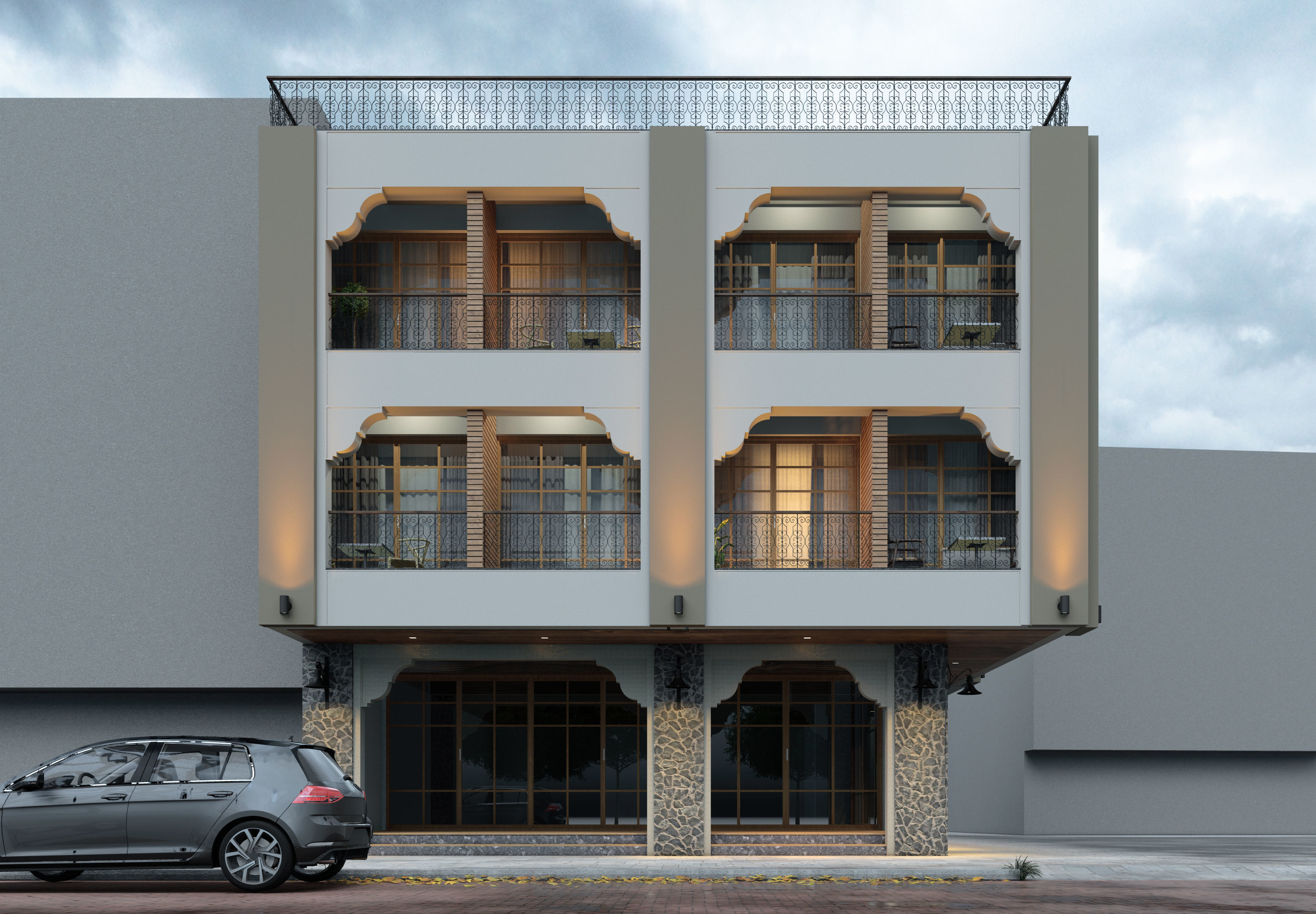 Exterior work on the old building 3D model_2