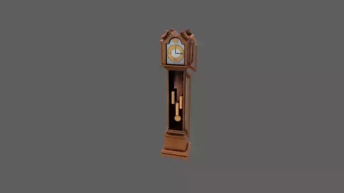 Standing clock Low-poly 3D model