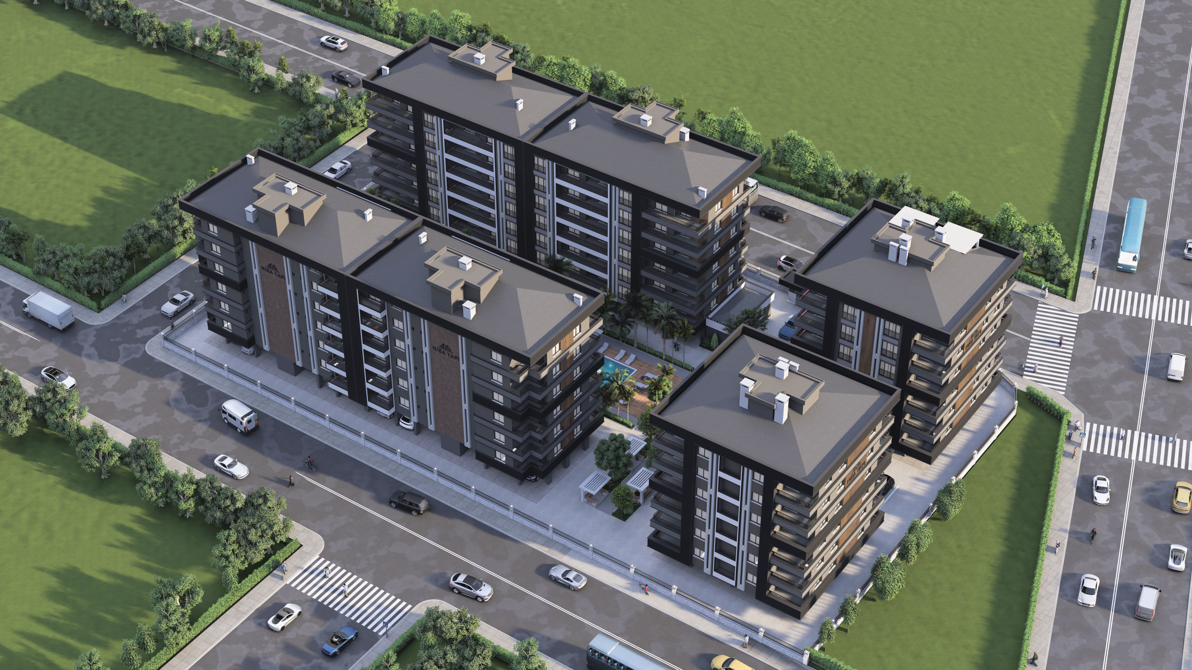 4 Block Big Site Project 3D model_1