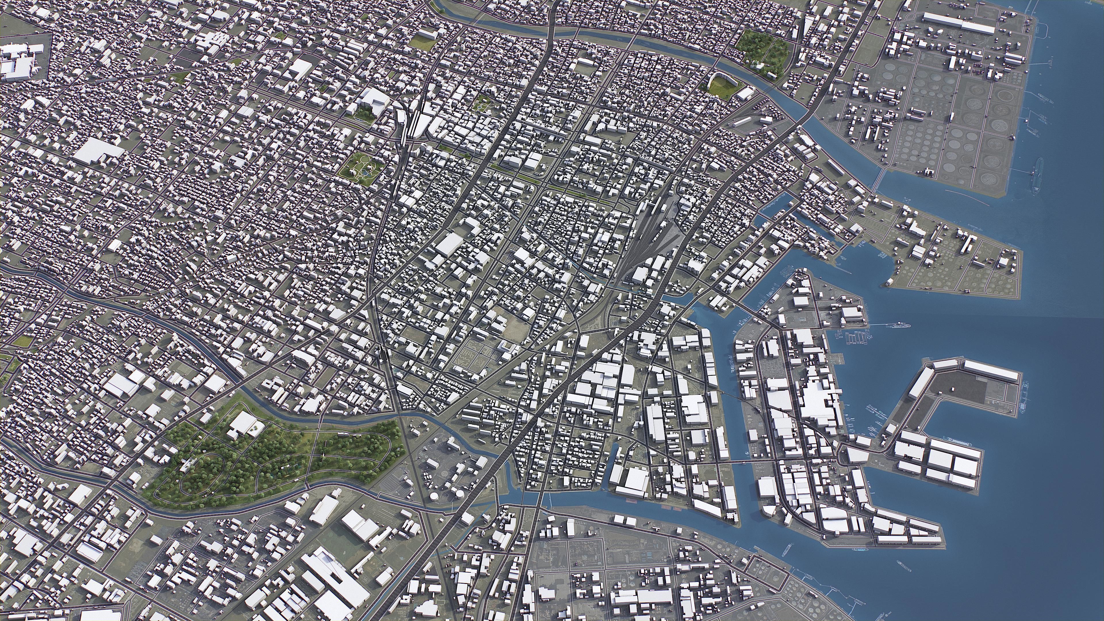 Yokkaichi - 3D City Model Low-poly 3D model_7