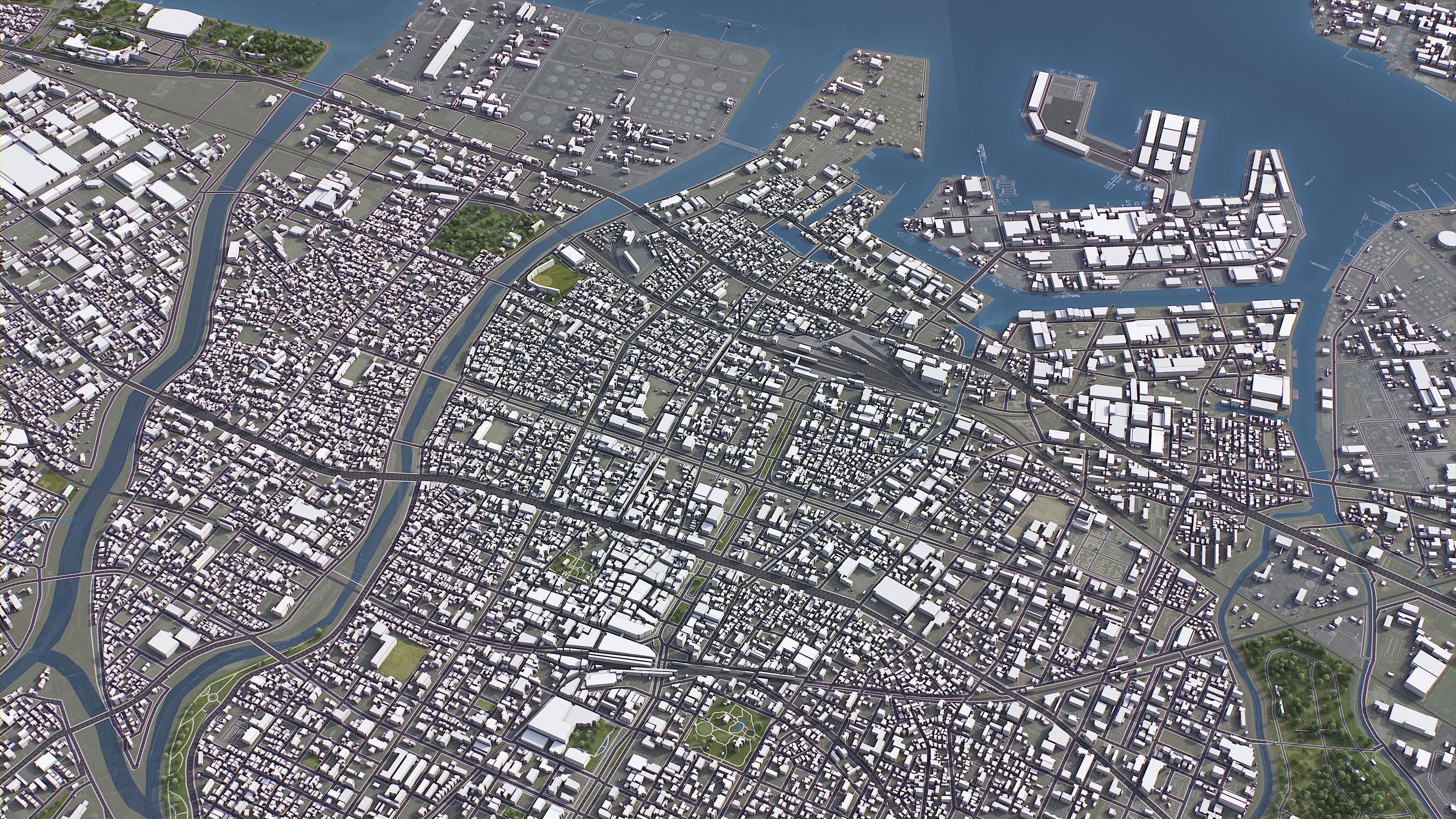 Yokkaichi - 3D City Model Low-poly 3D model_2