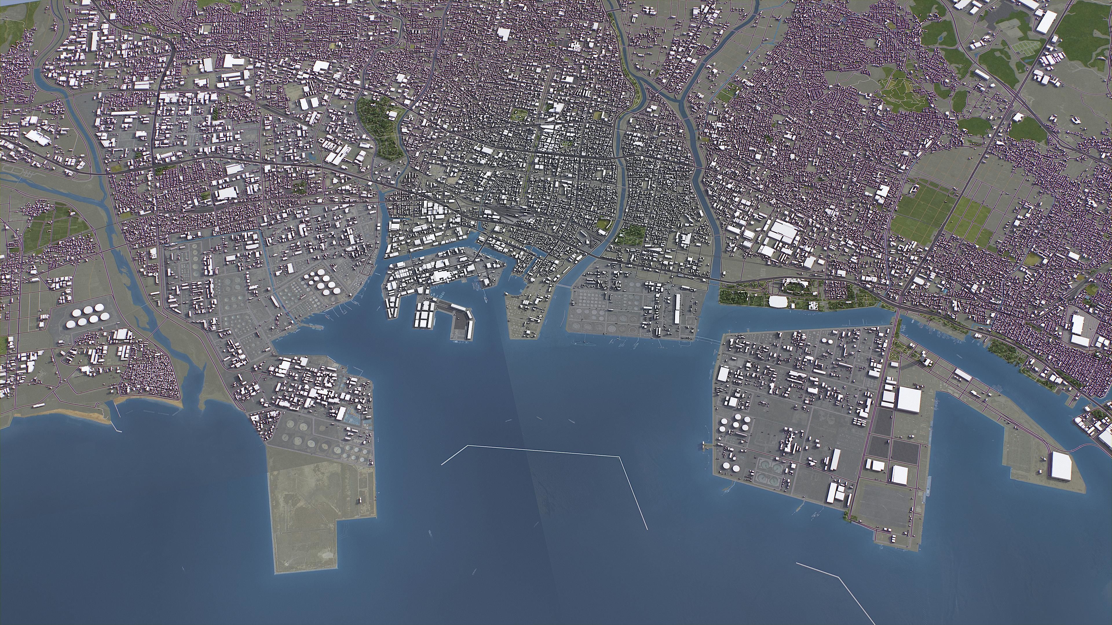 Yokkaichi - 3D City Model Low-poly 3D model_3