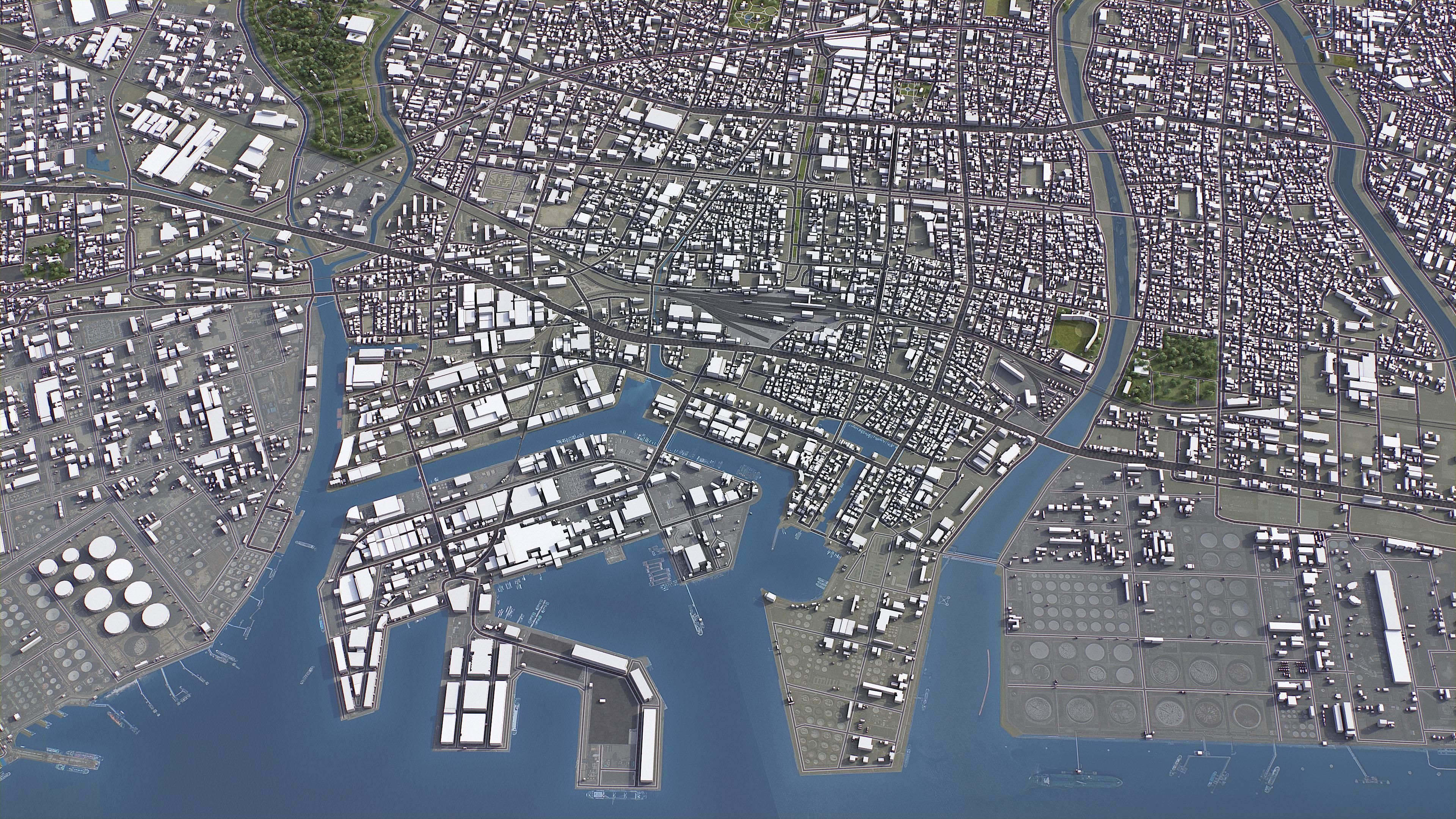 Yokkaichi - 3D City Model Low-poly 3D model_9