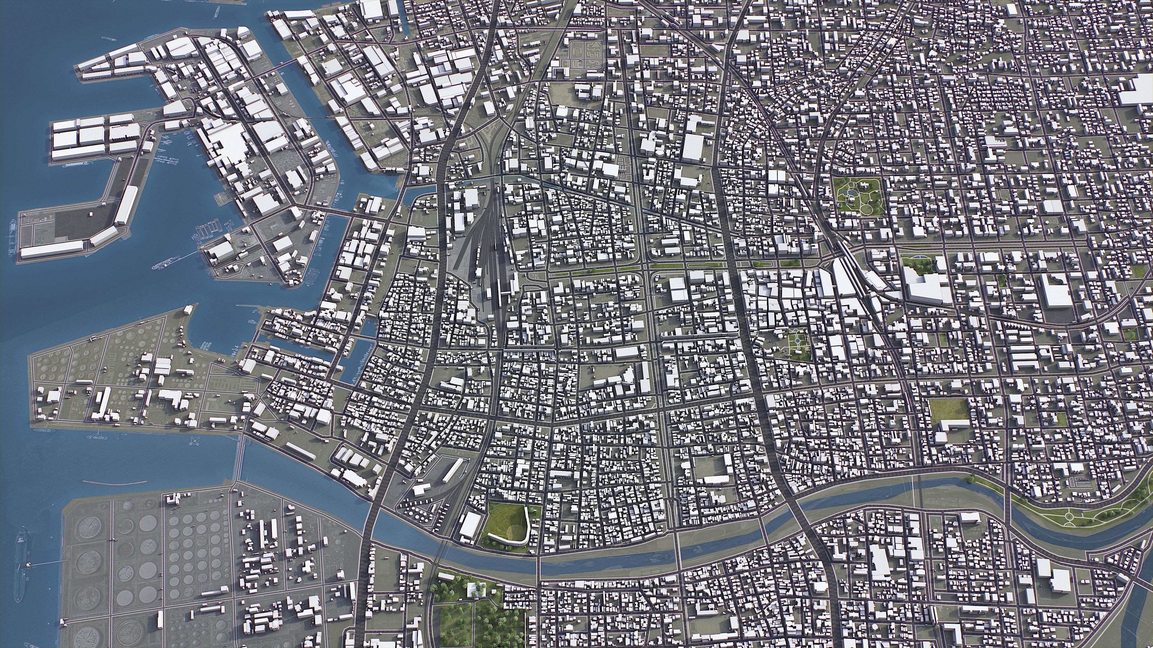 Yokkaichi - 3D City Model Low-poly 3D model_8