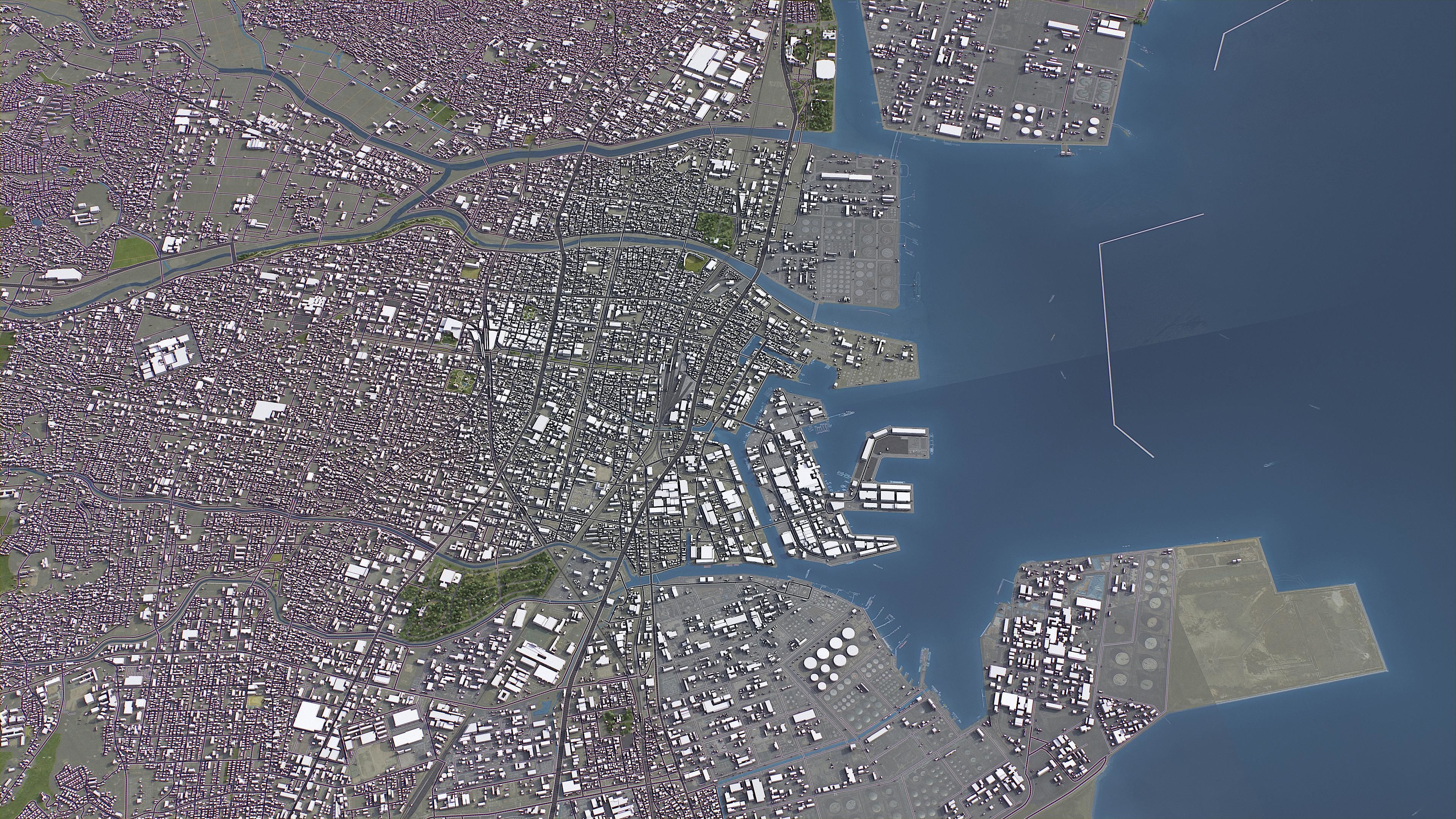 Yokkaichi - 3D City Model Low-poly 3D model_5