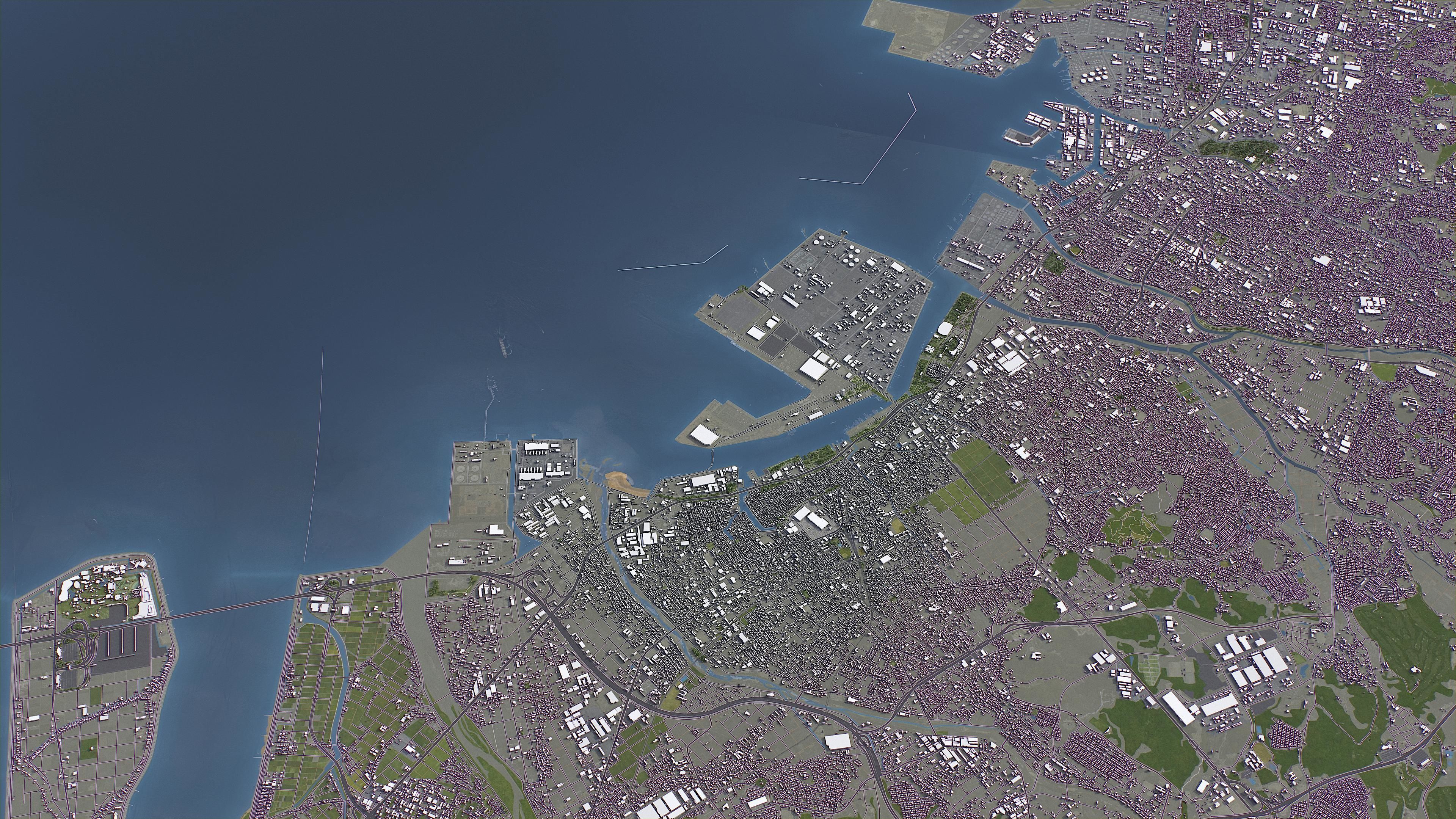 Yokkaichi - 3D City Model Low-poly 3D model_4