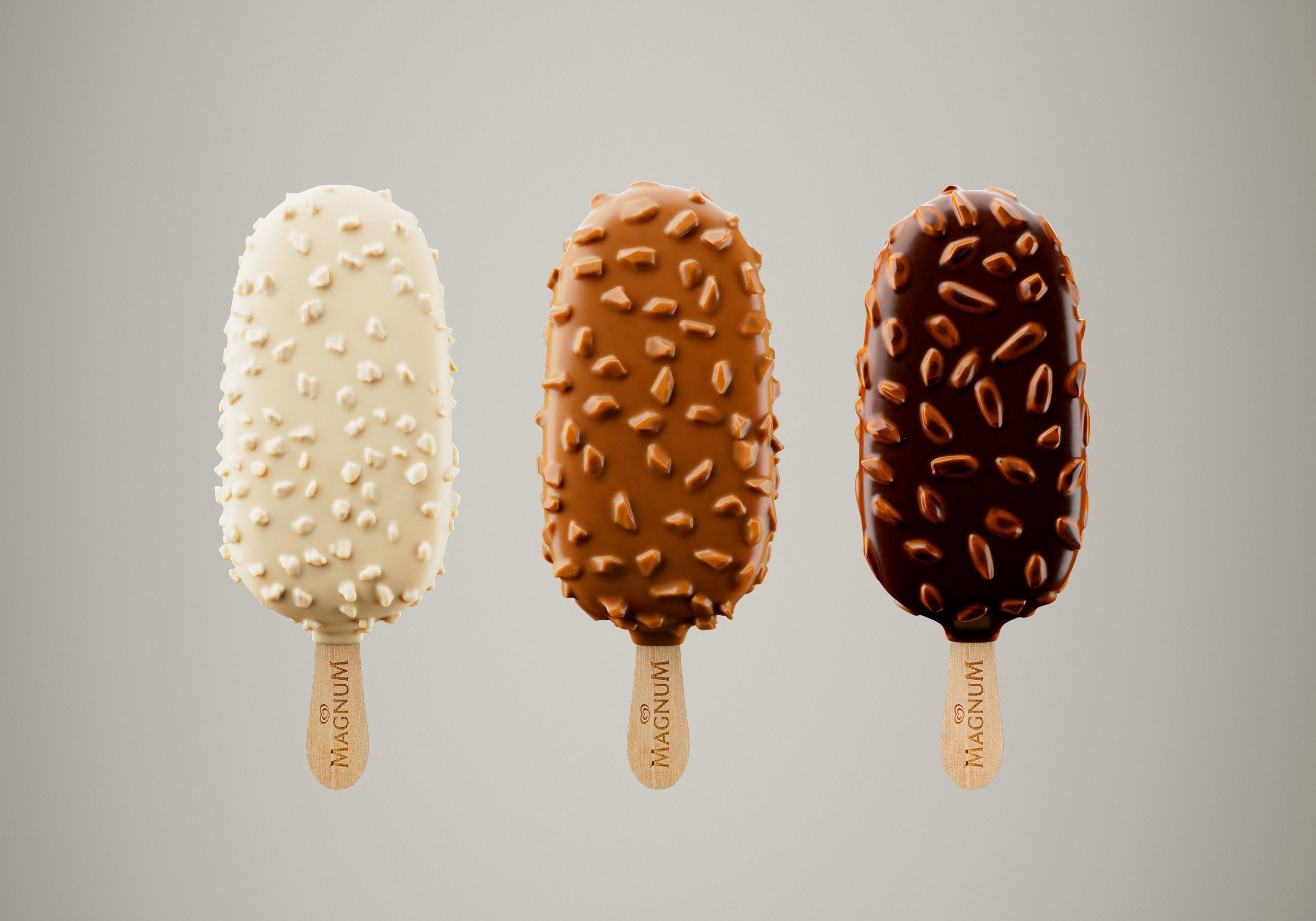 6 Magnum Ice creams  and 2 Scene setups 3D model_1