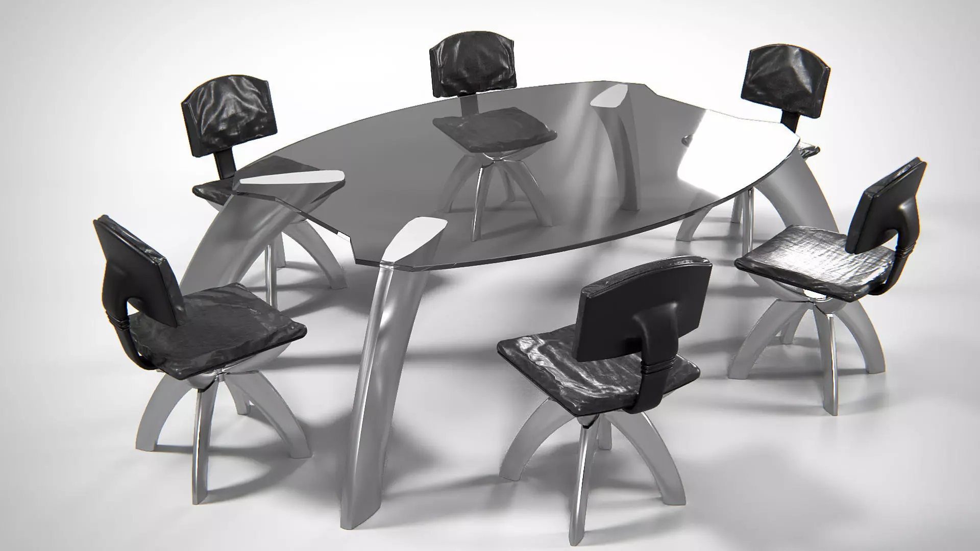 Seon Table And Chairs PBR 3D model_0