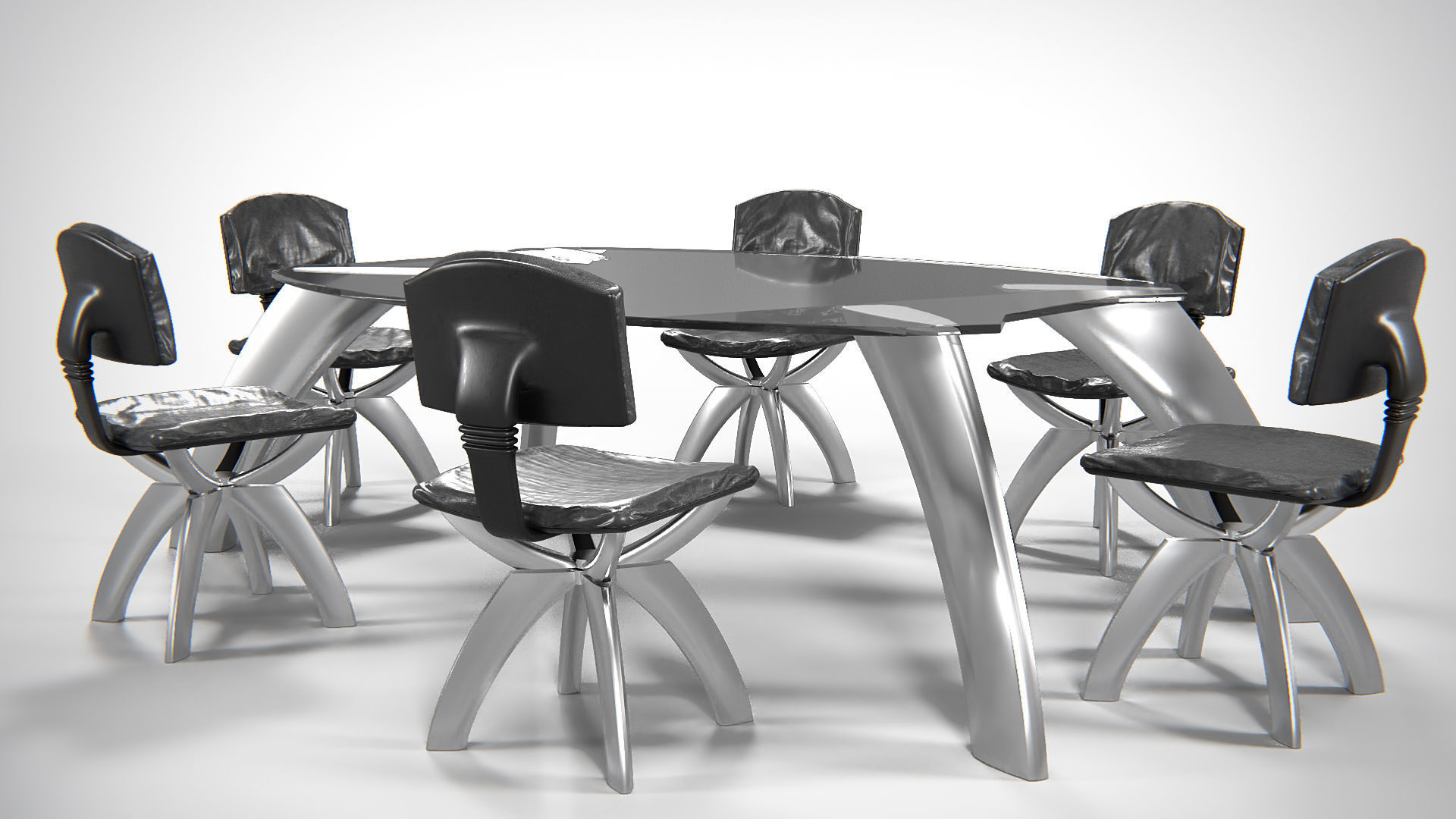 Seon Table And Chairs PBR 3D model_4