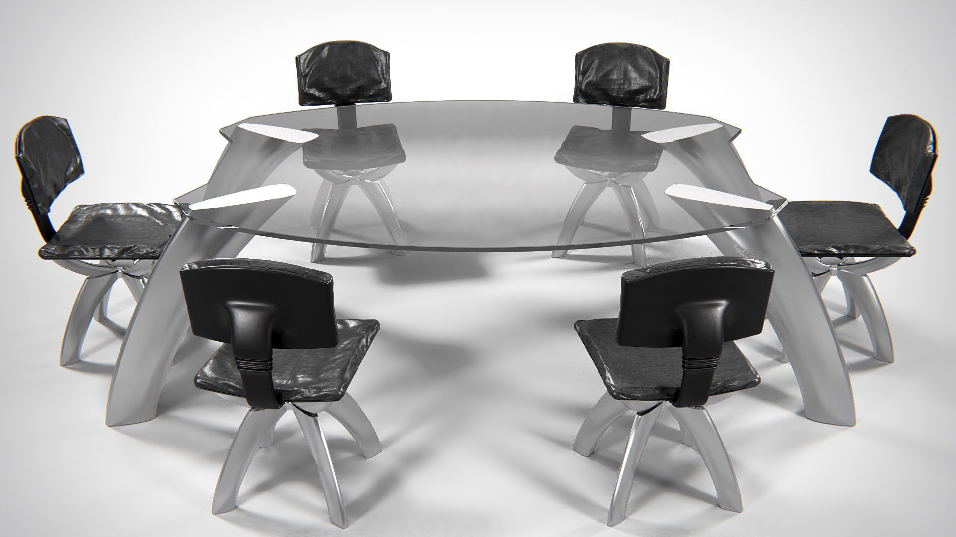 Seon Table And Chairs PBR 3D model_3