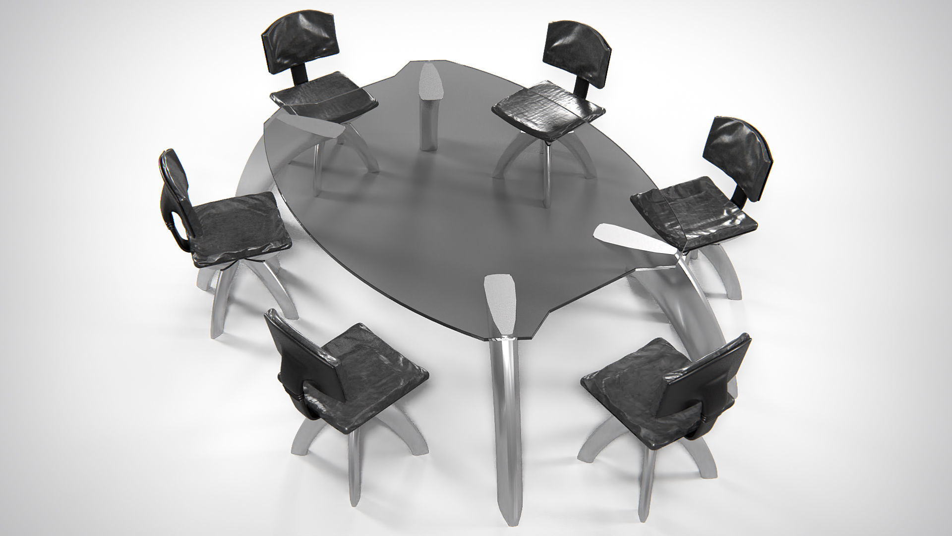 Seon Table And Chairs PBR 3D model_2