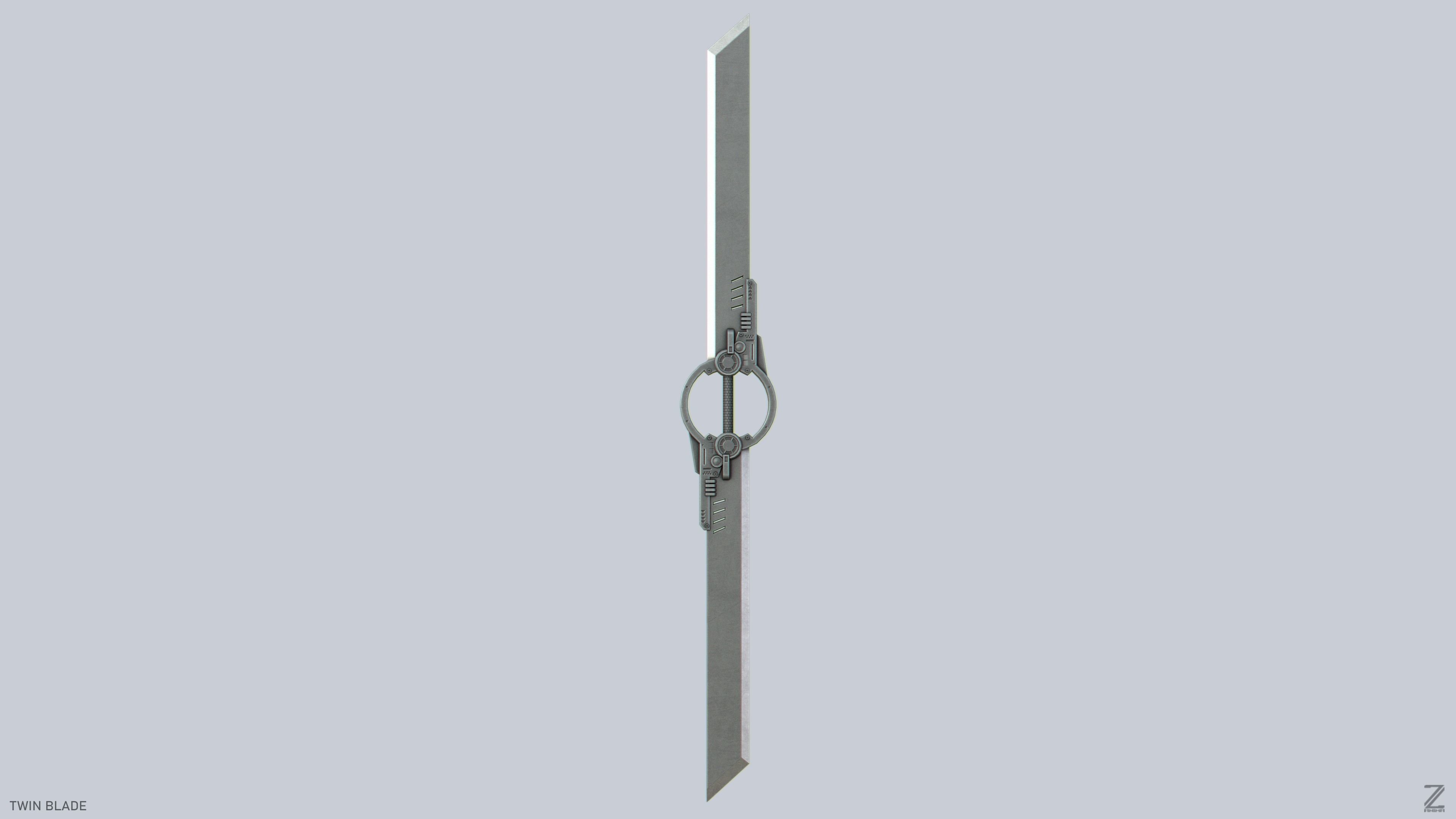 Twinblade Low-poly 3D model_1