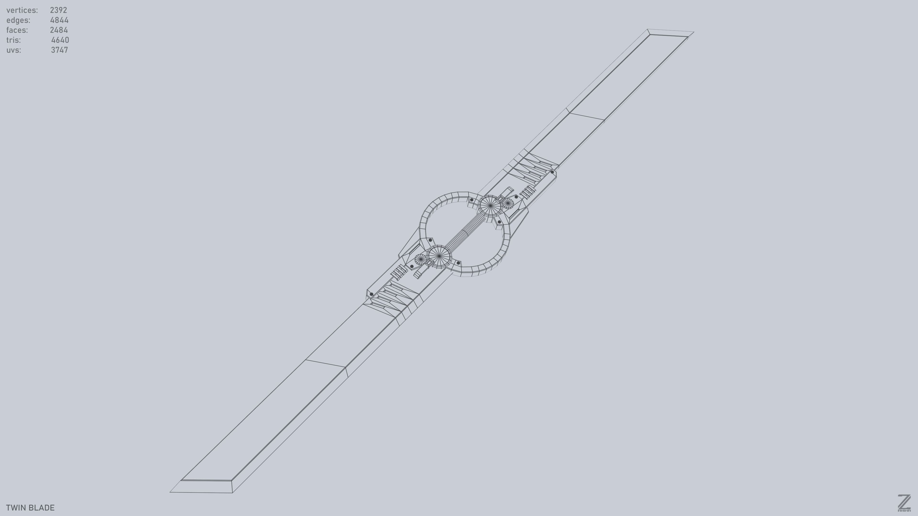 Twinblade Low-poly 3D model_13