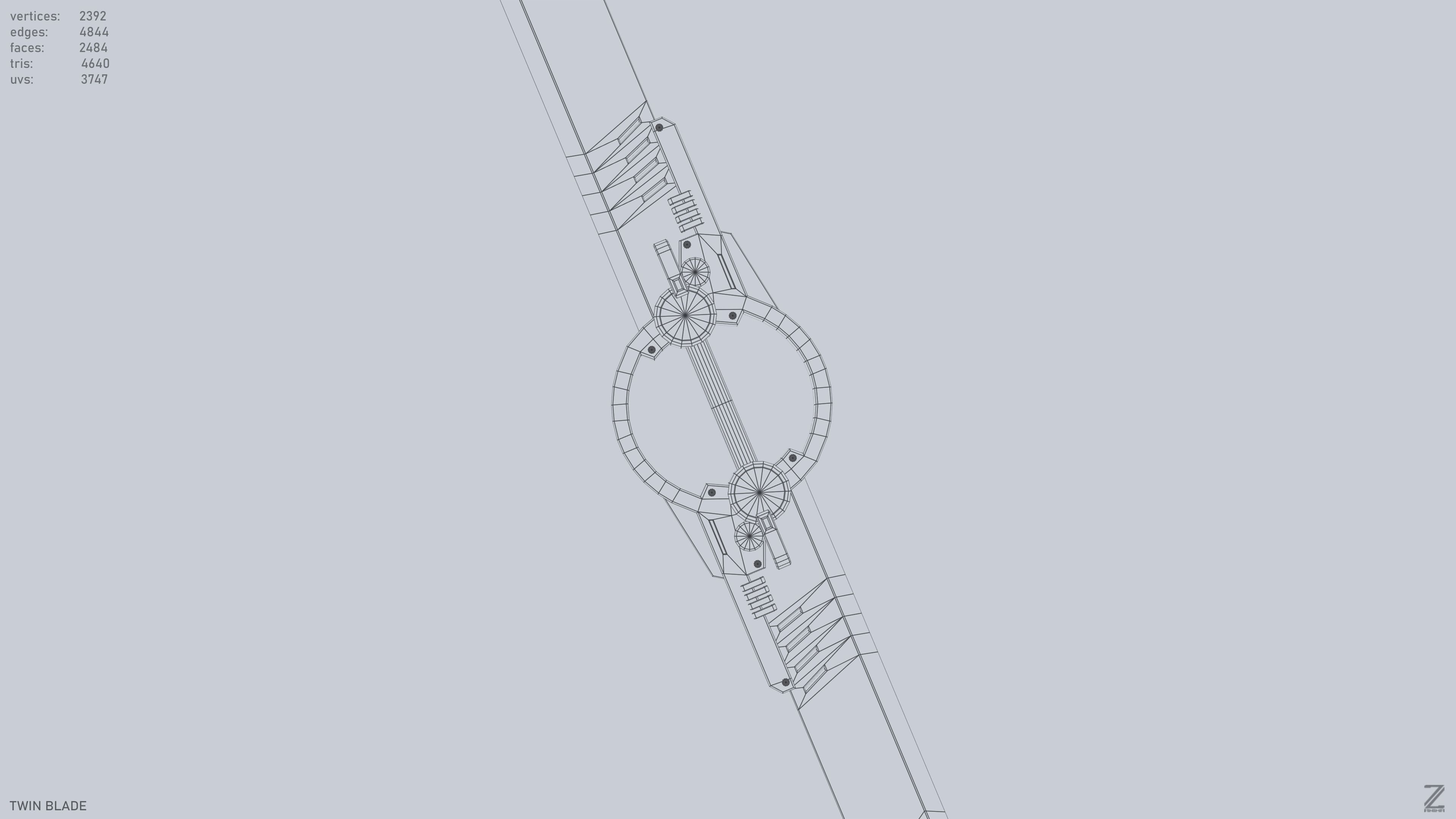 Twinblade Low-poly 3D model_10