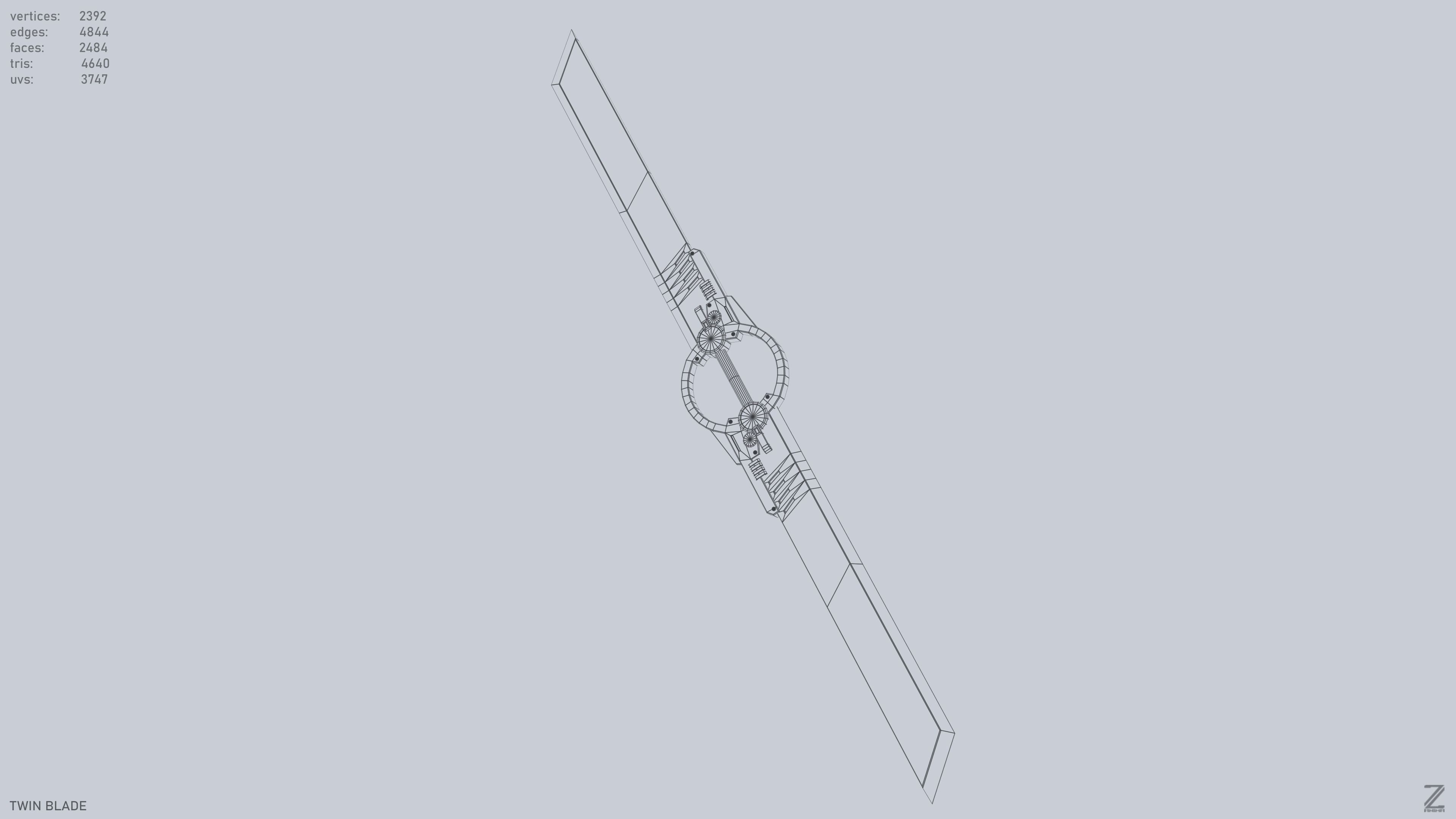 Twinblade Low-poly 3D model_12