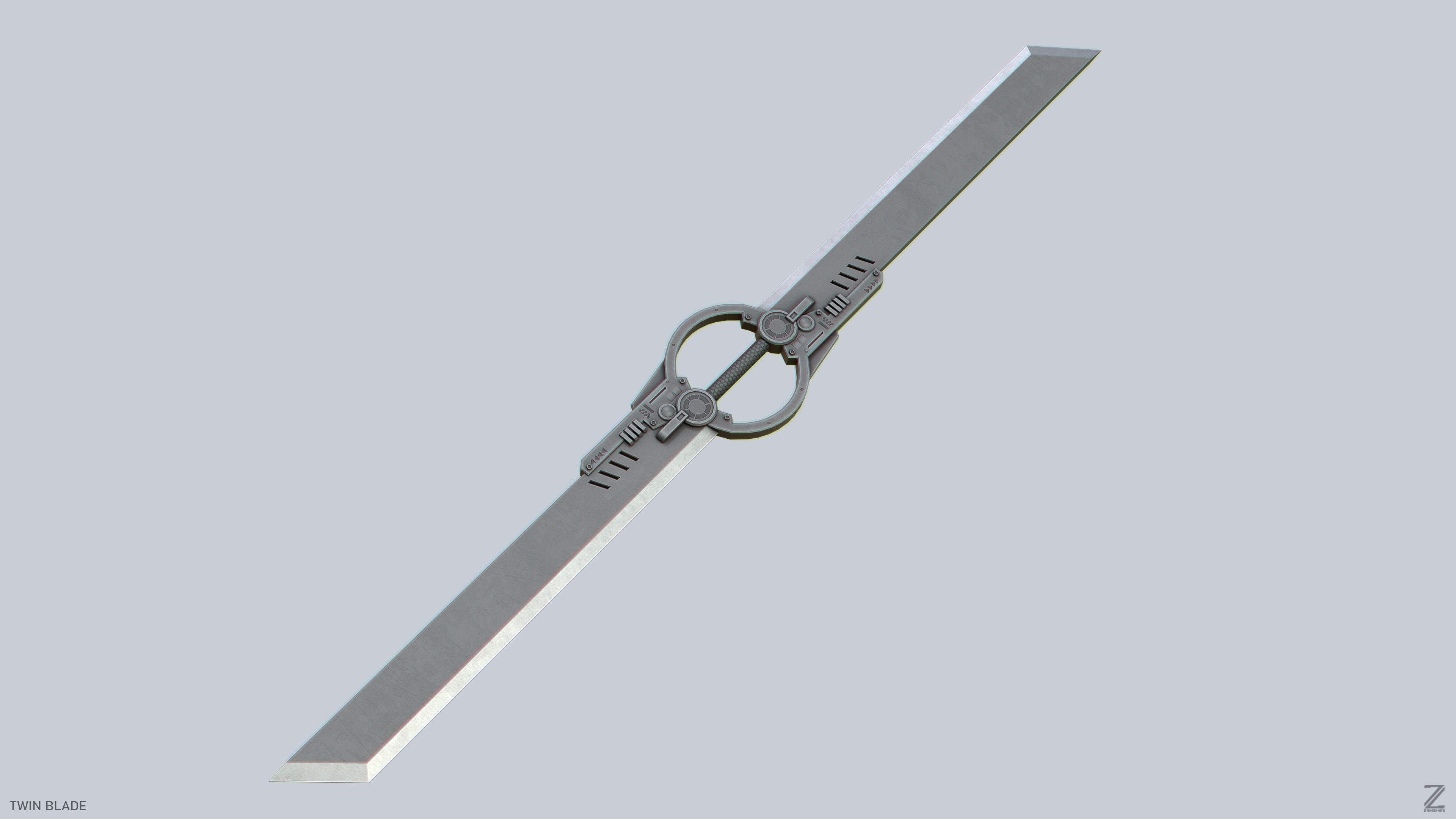 Twinblade Low-poly 3D model_7
