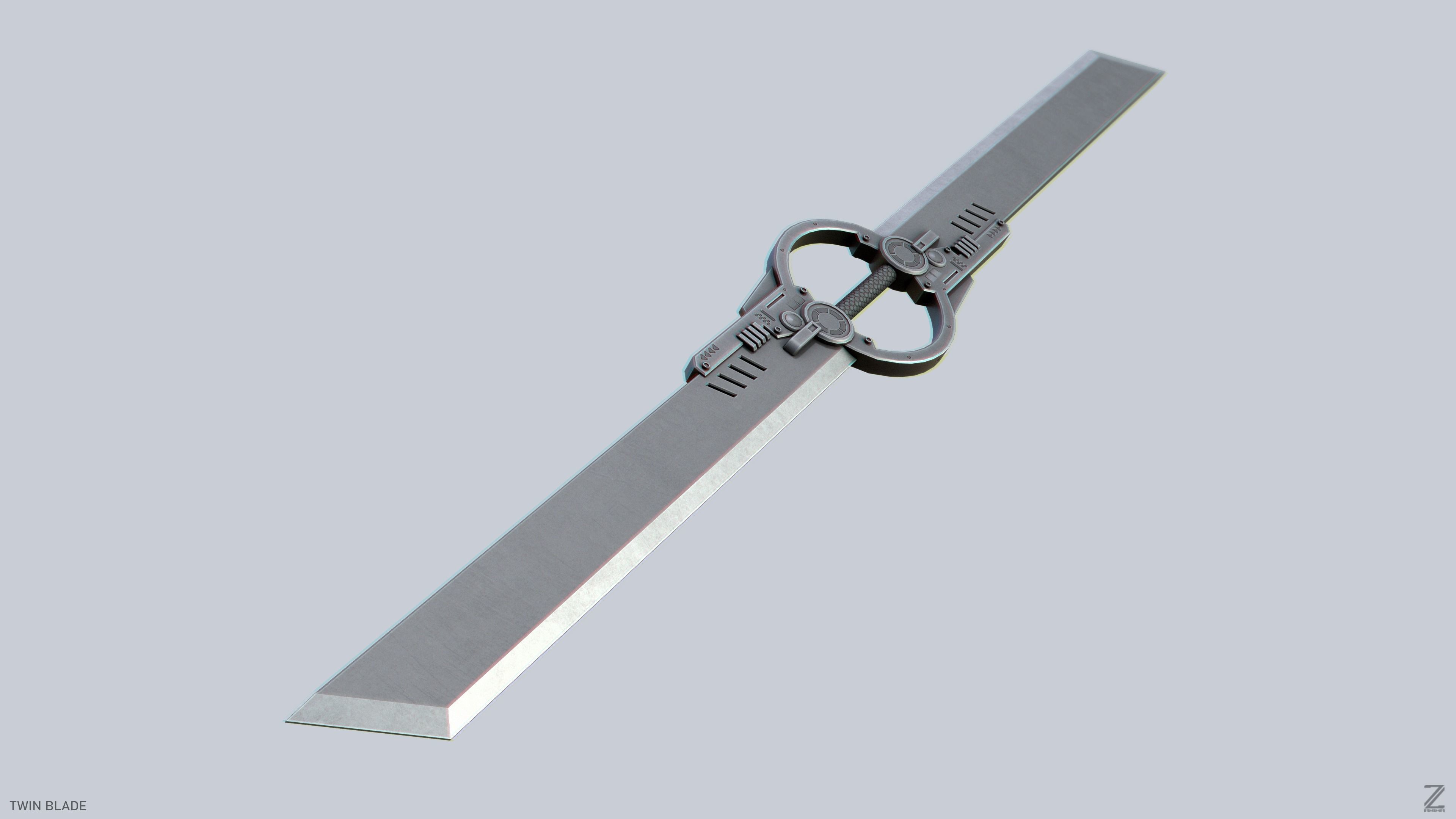 Twinblade Low-poly 3D model_5