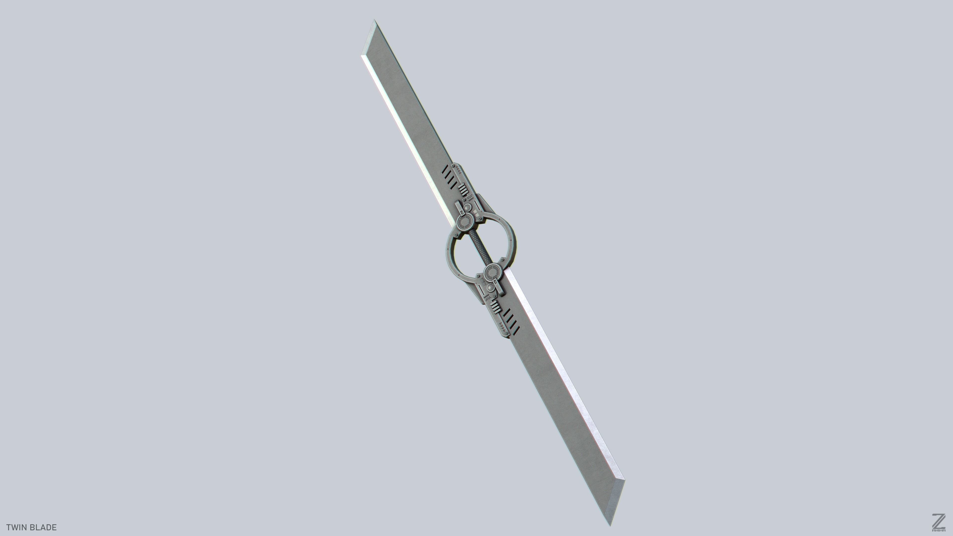 Twinblade Low-poly 3D model_6