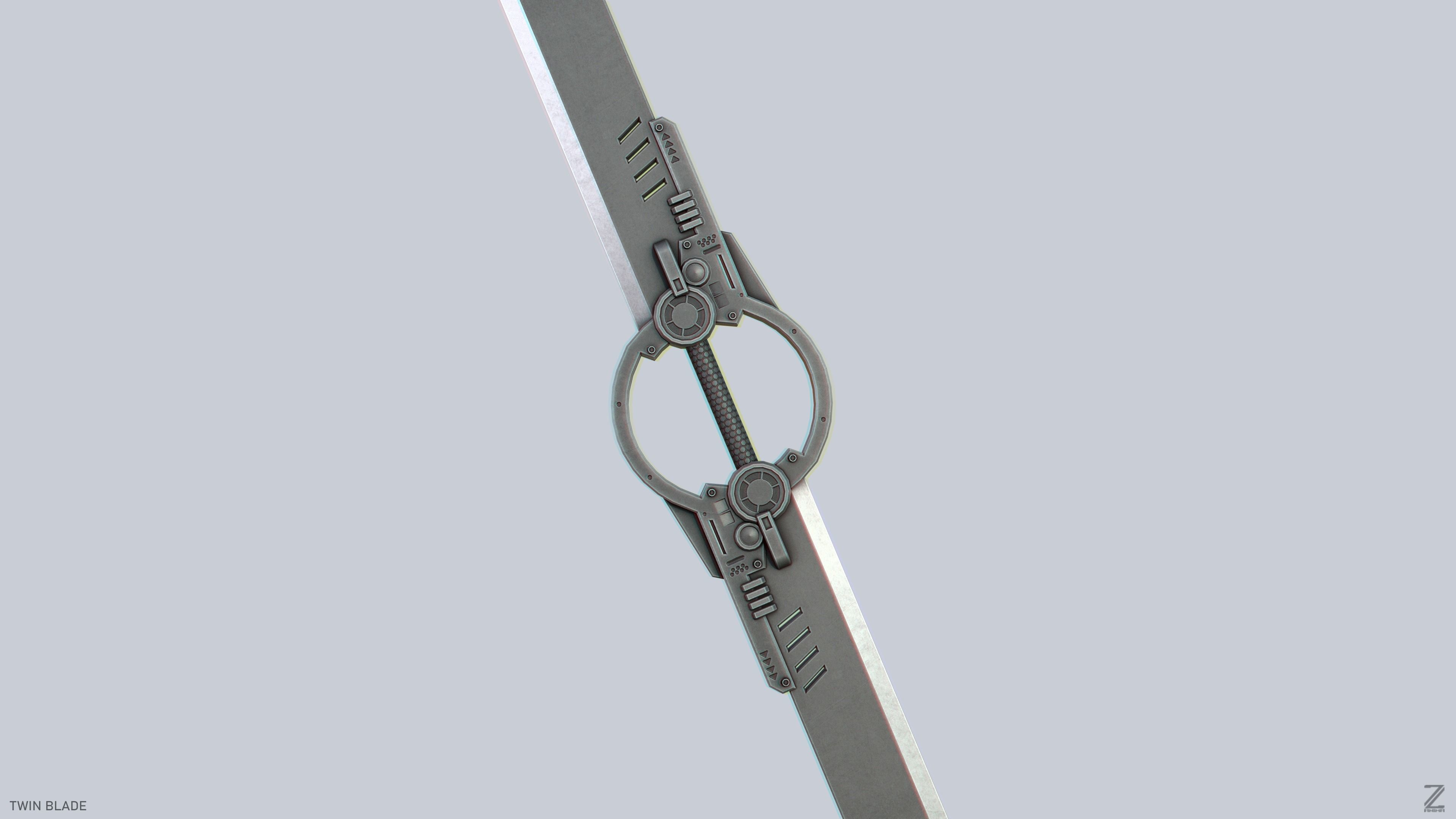 Twinblade Low-poly 3D model_4