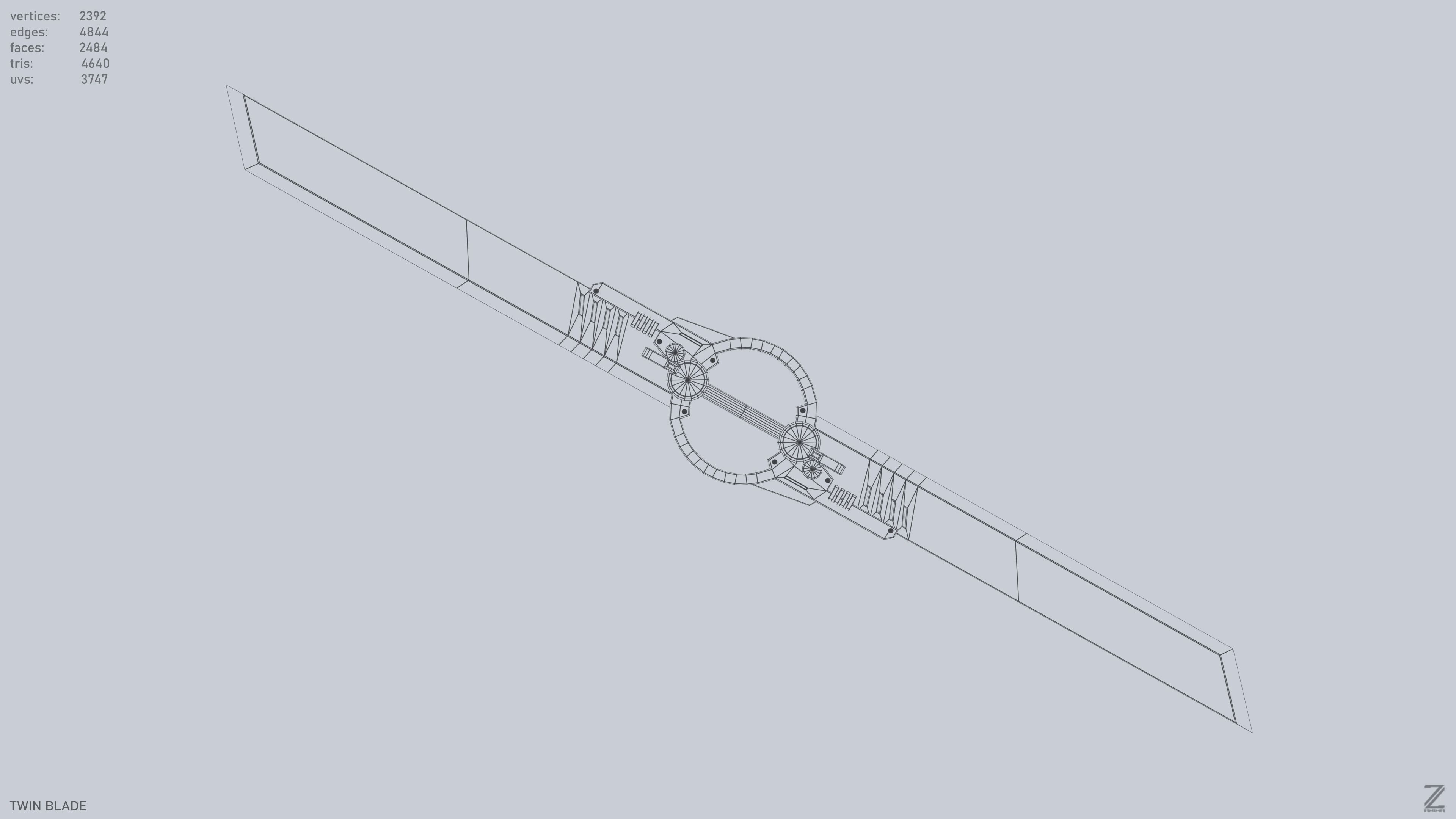 Twinblade Low-poly 3D model_8