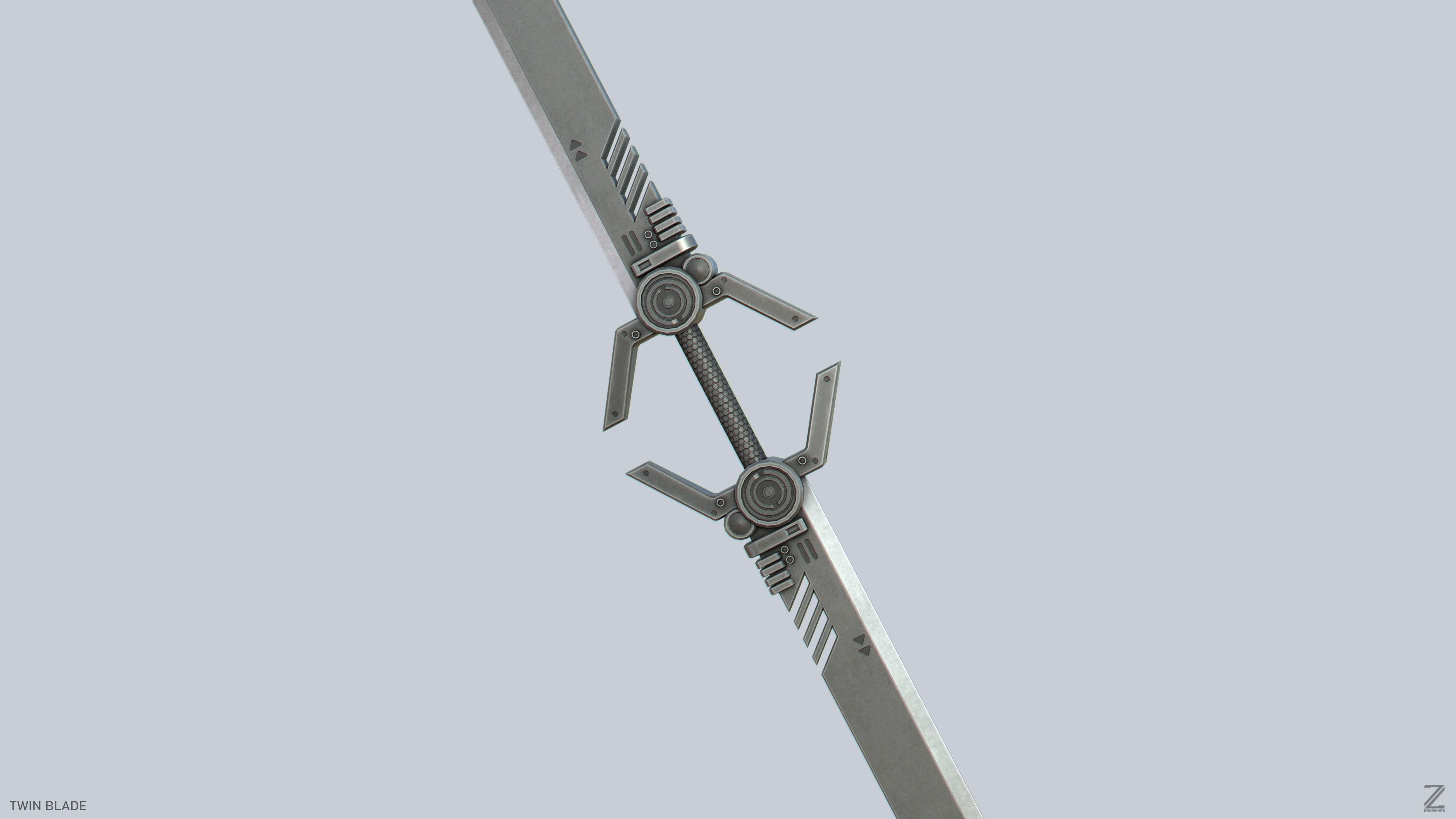 Twinblade Low-poly 3D model_4