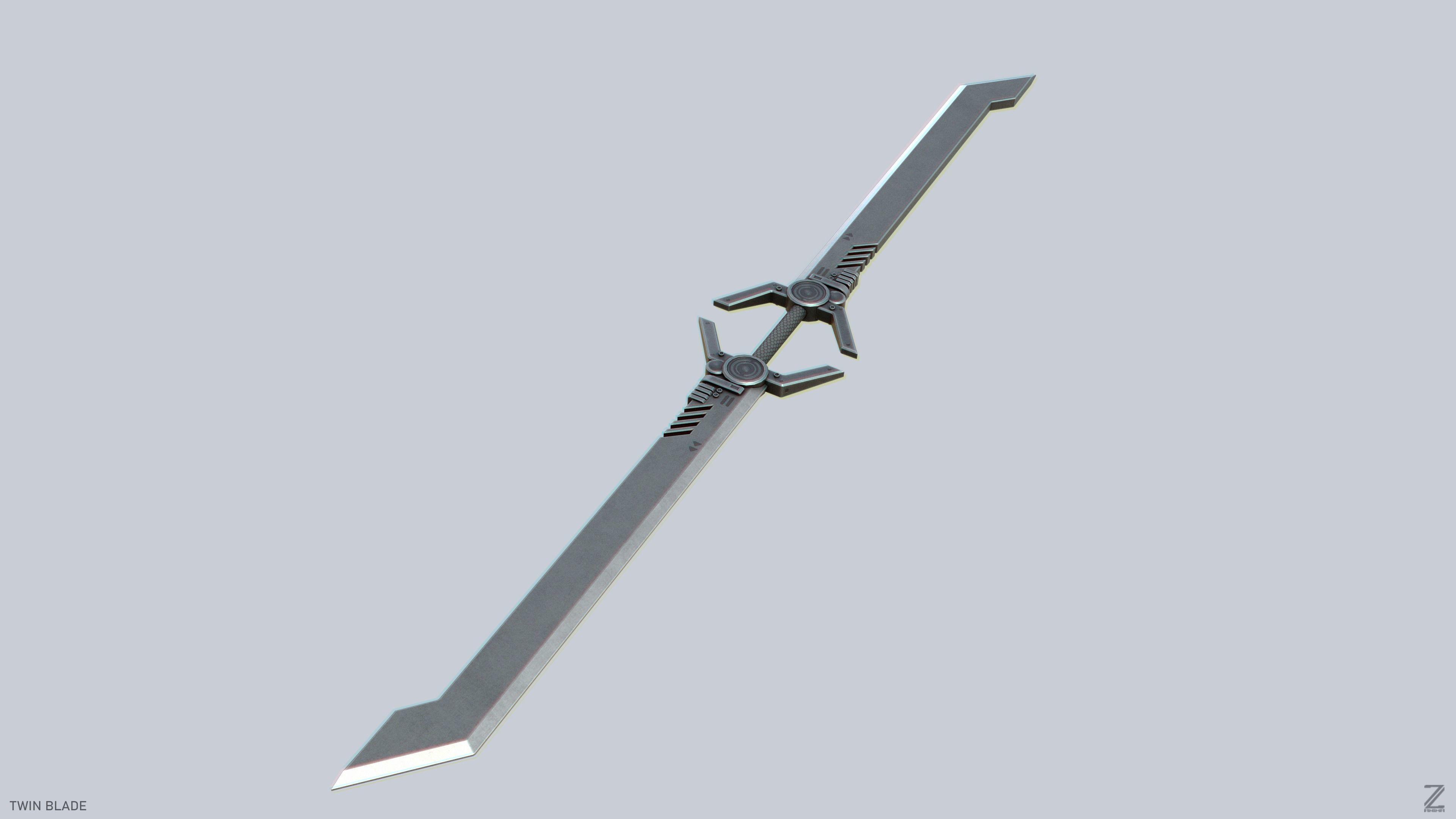 Twinblade Low-poly 3D model_7