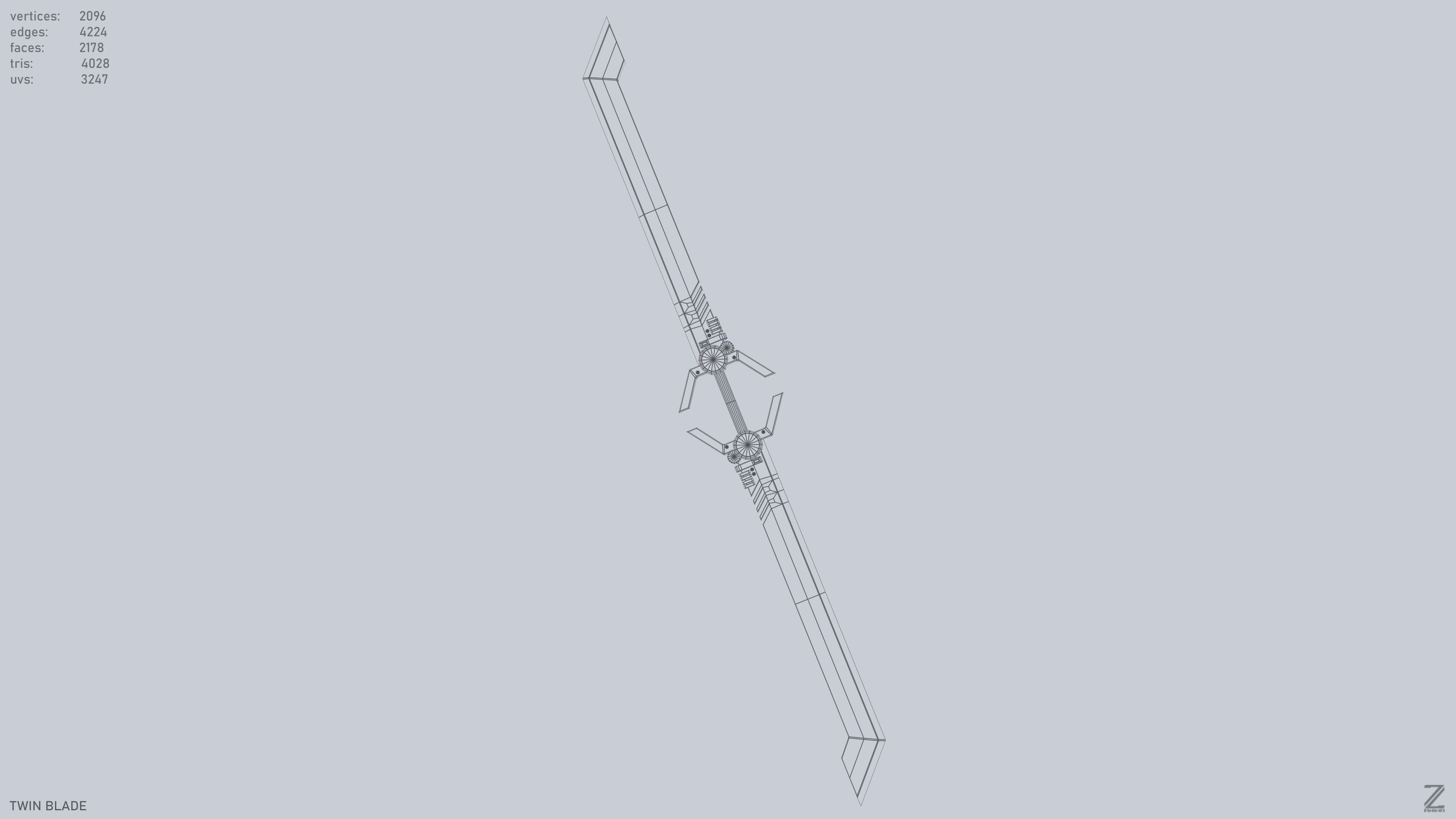 Twinblade Low-poly 3D model_12