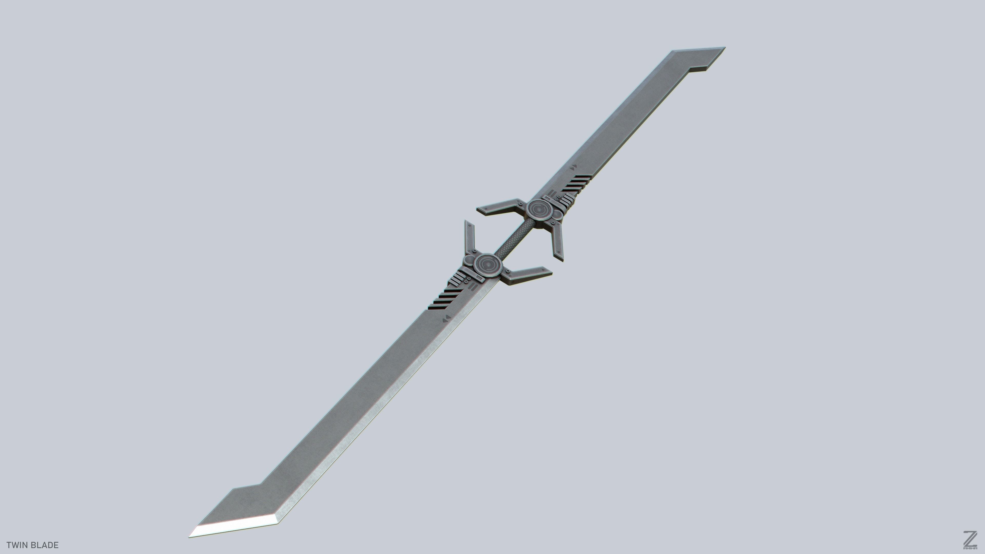 Twinblade Low-poly 3D model_3
