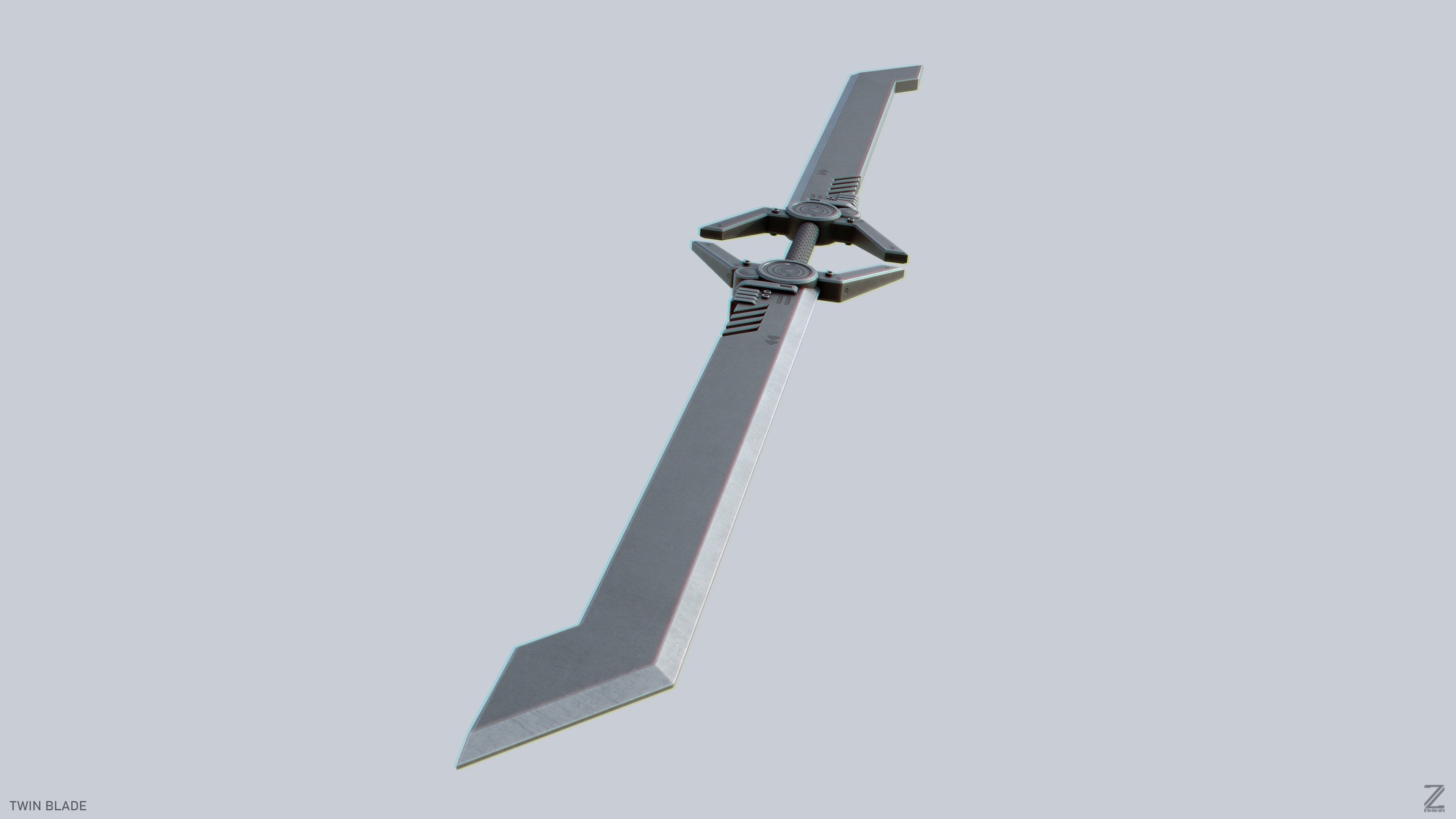 Twinblade Low-poly 3D model_5