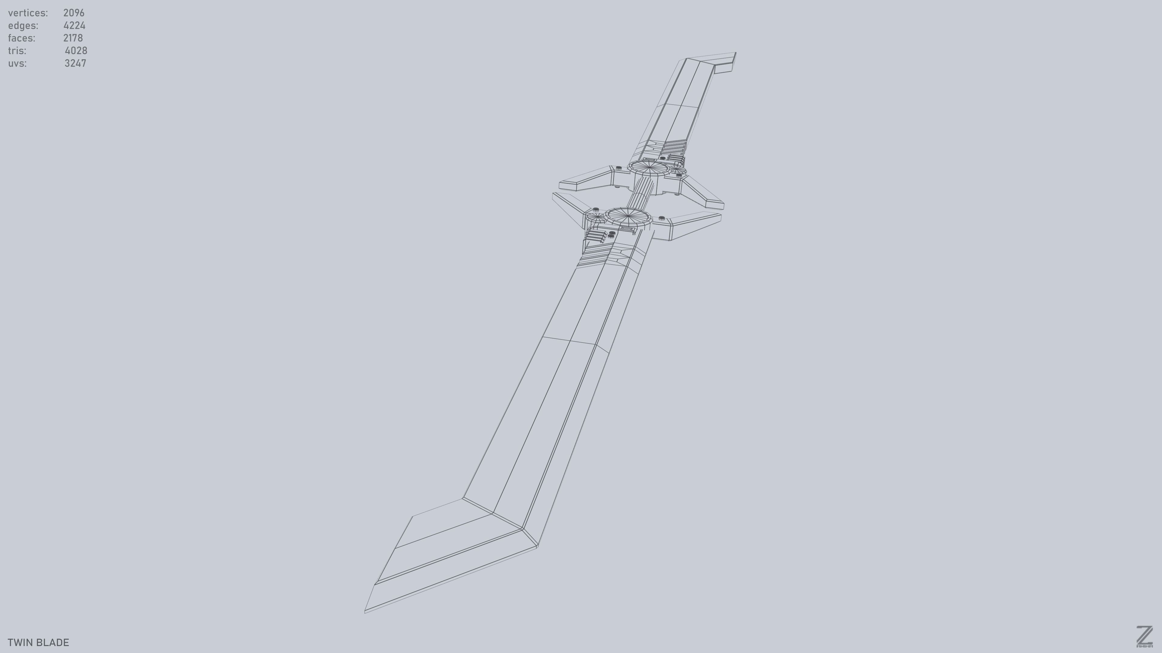 Twinblade Low-poly 3D model_11