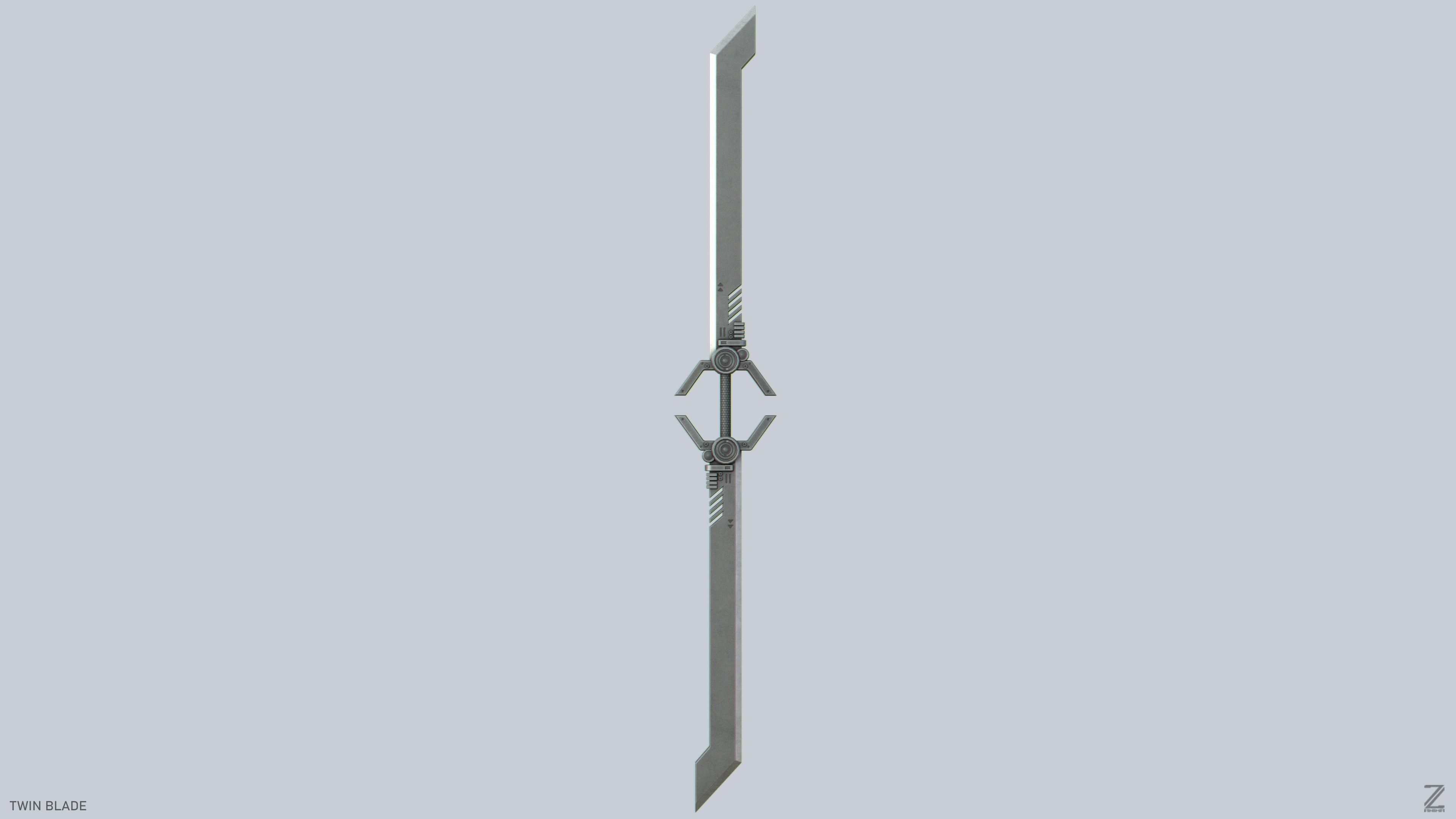 Twinblade Low-poly 3D model_1