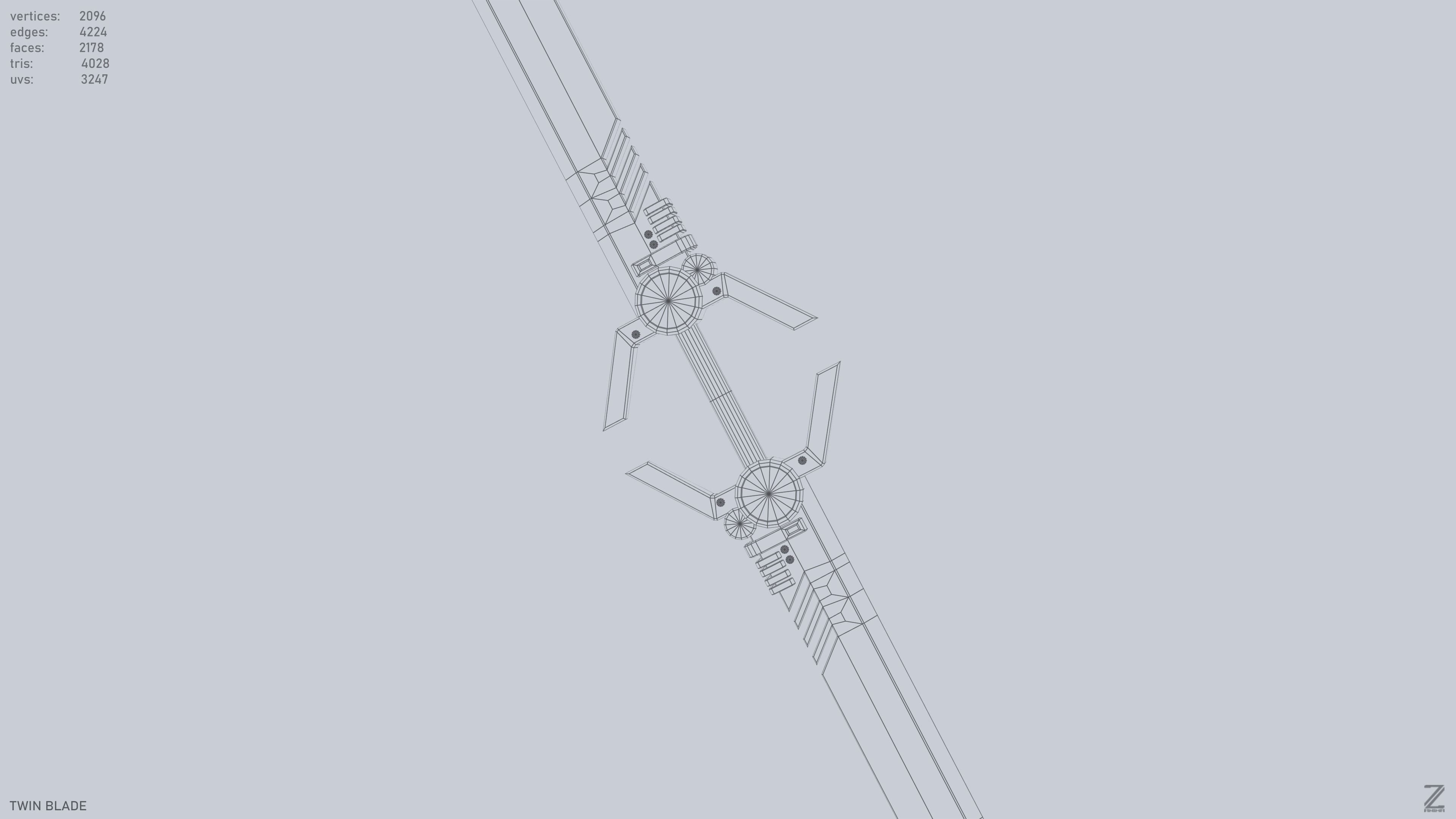 Twinblade Low-poly 3D model_10