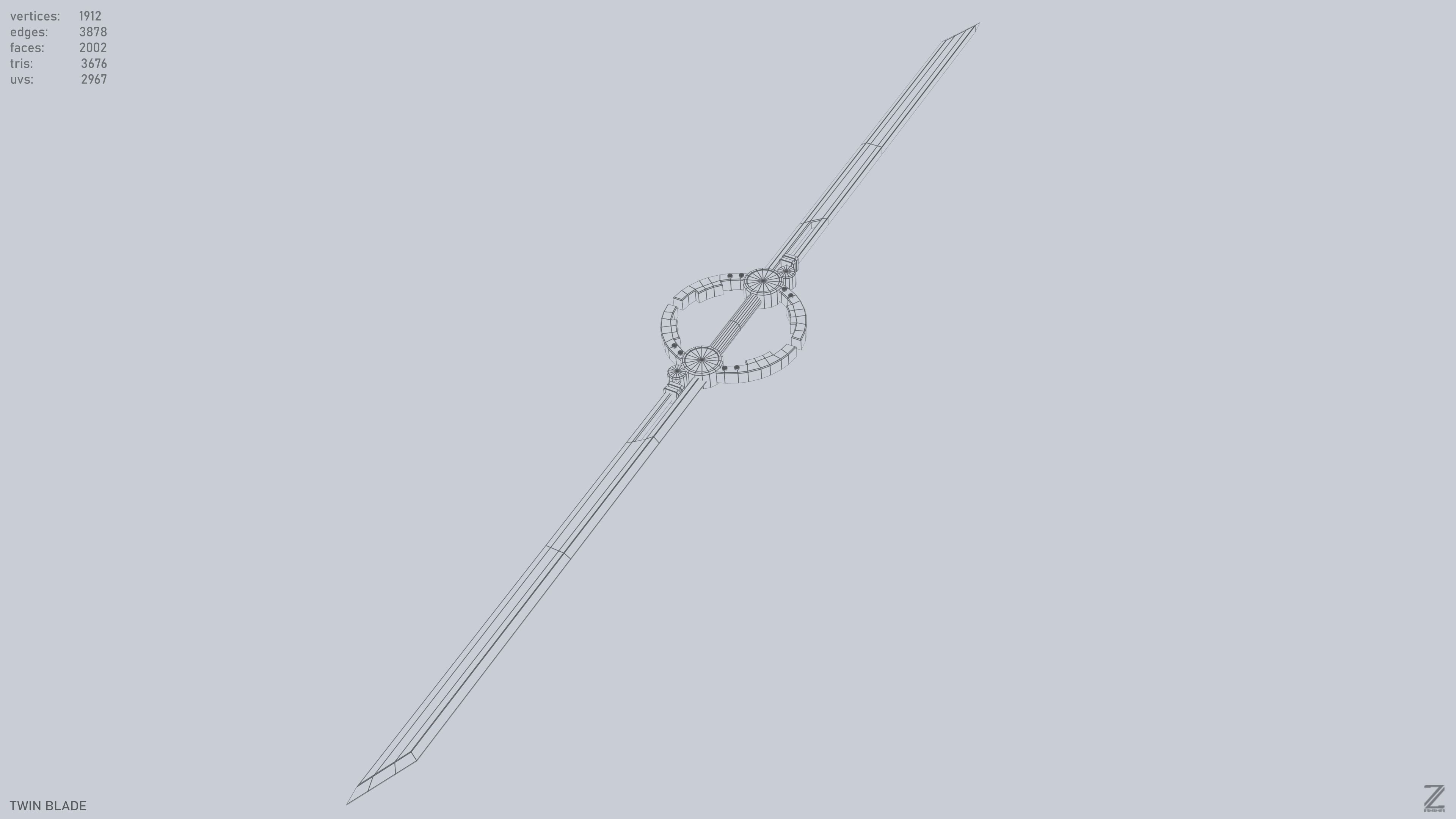 Twinblade Low-poly 3D model_12