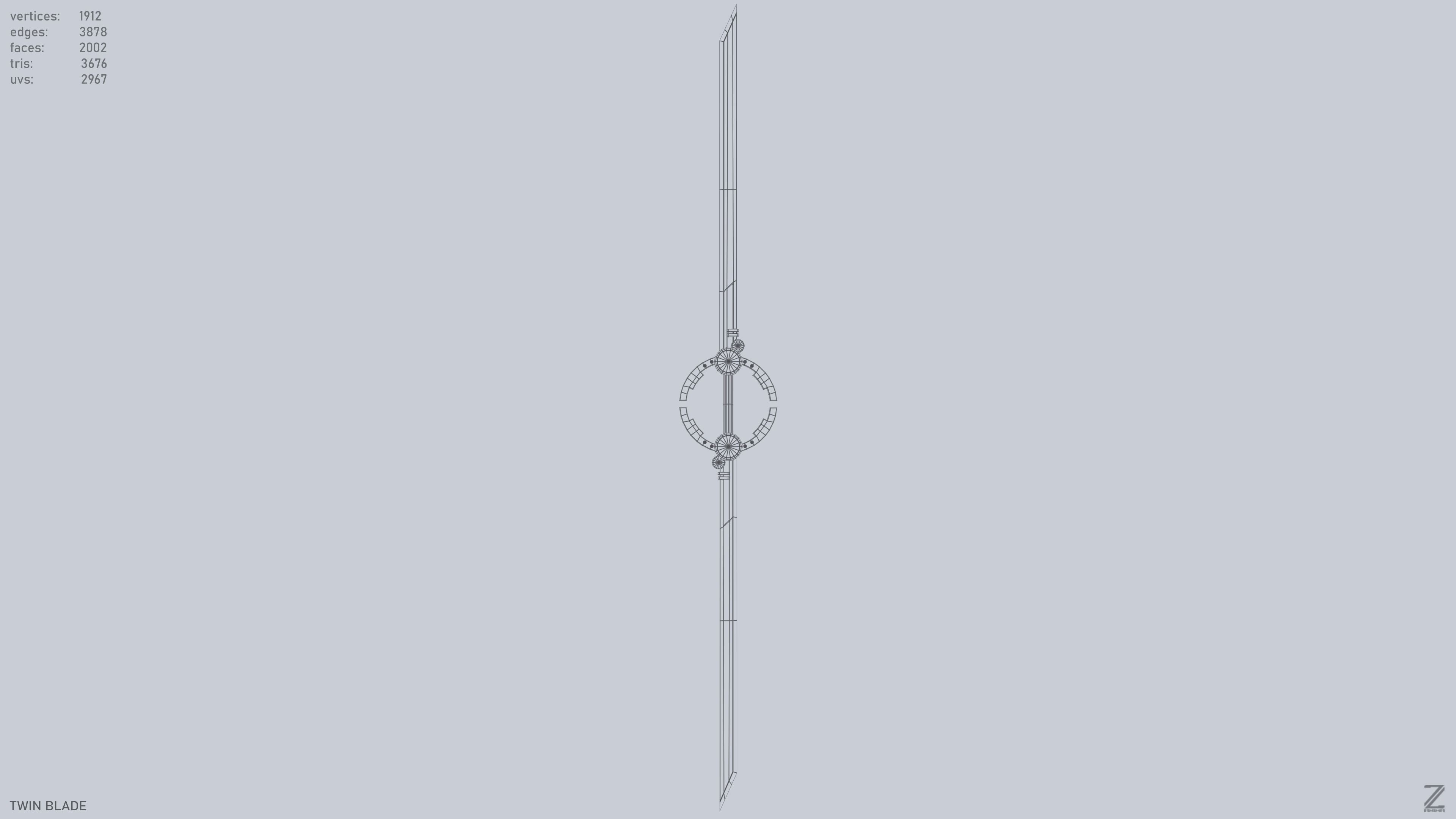 Twinblade Low-poly 3D model_3