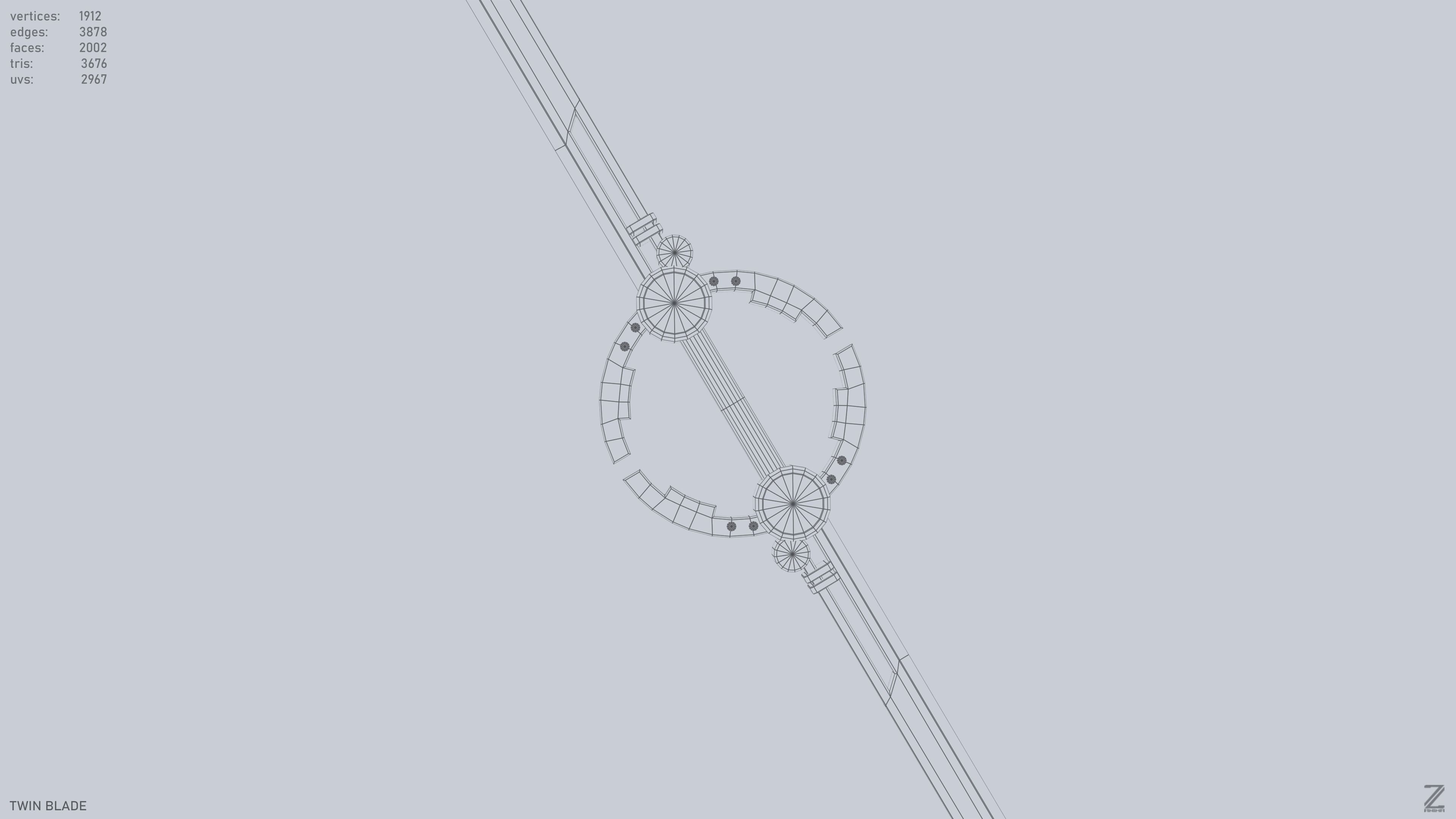 Twinblade Low-poly 3D model_10