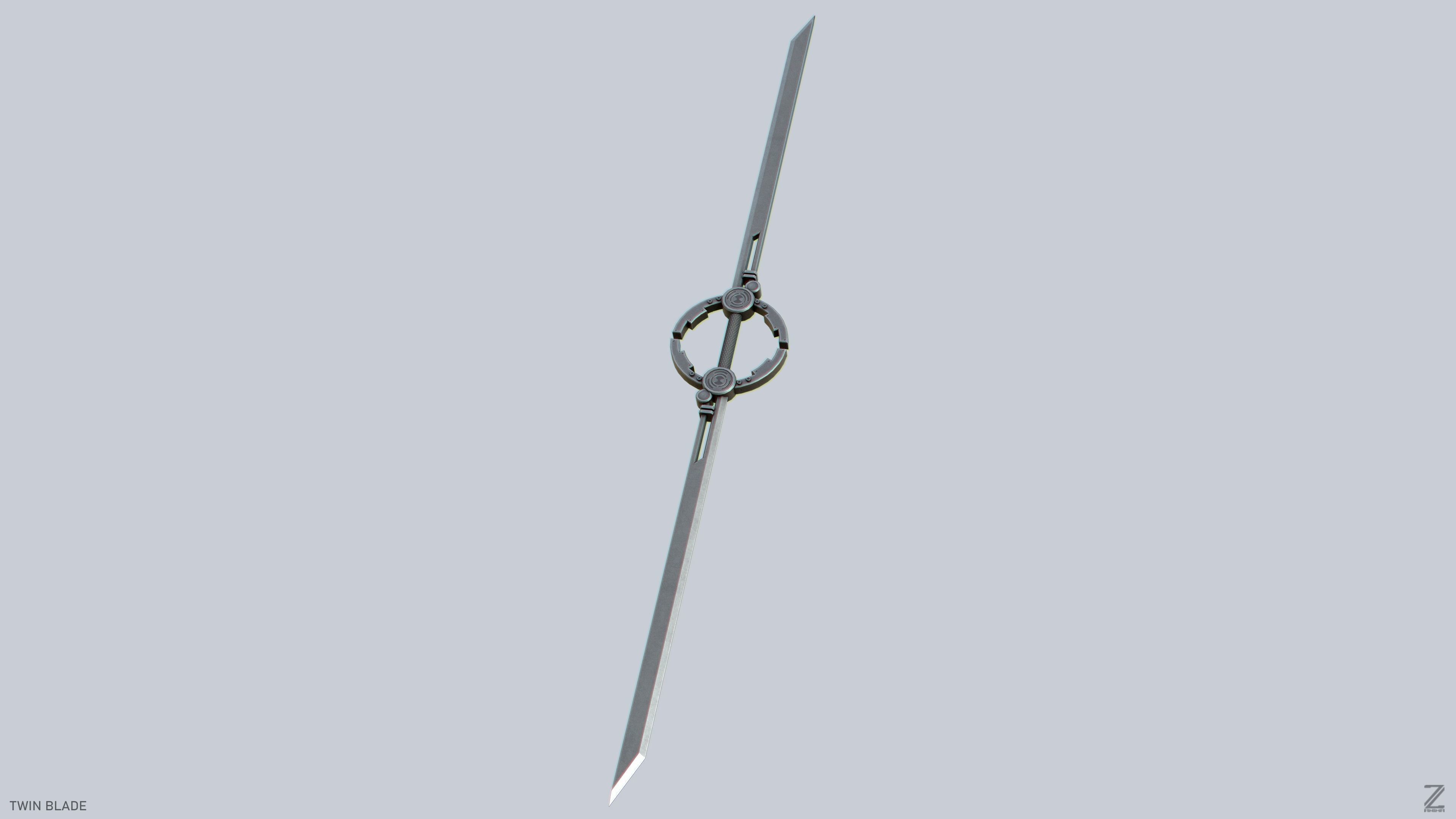 Twinblade Low-poly 3D model_5
