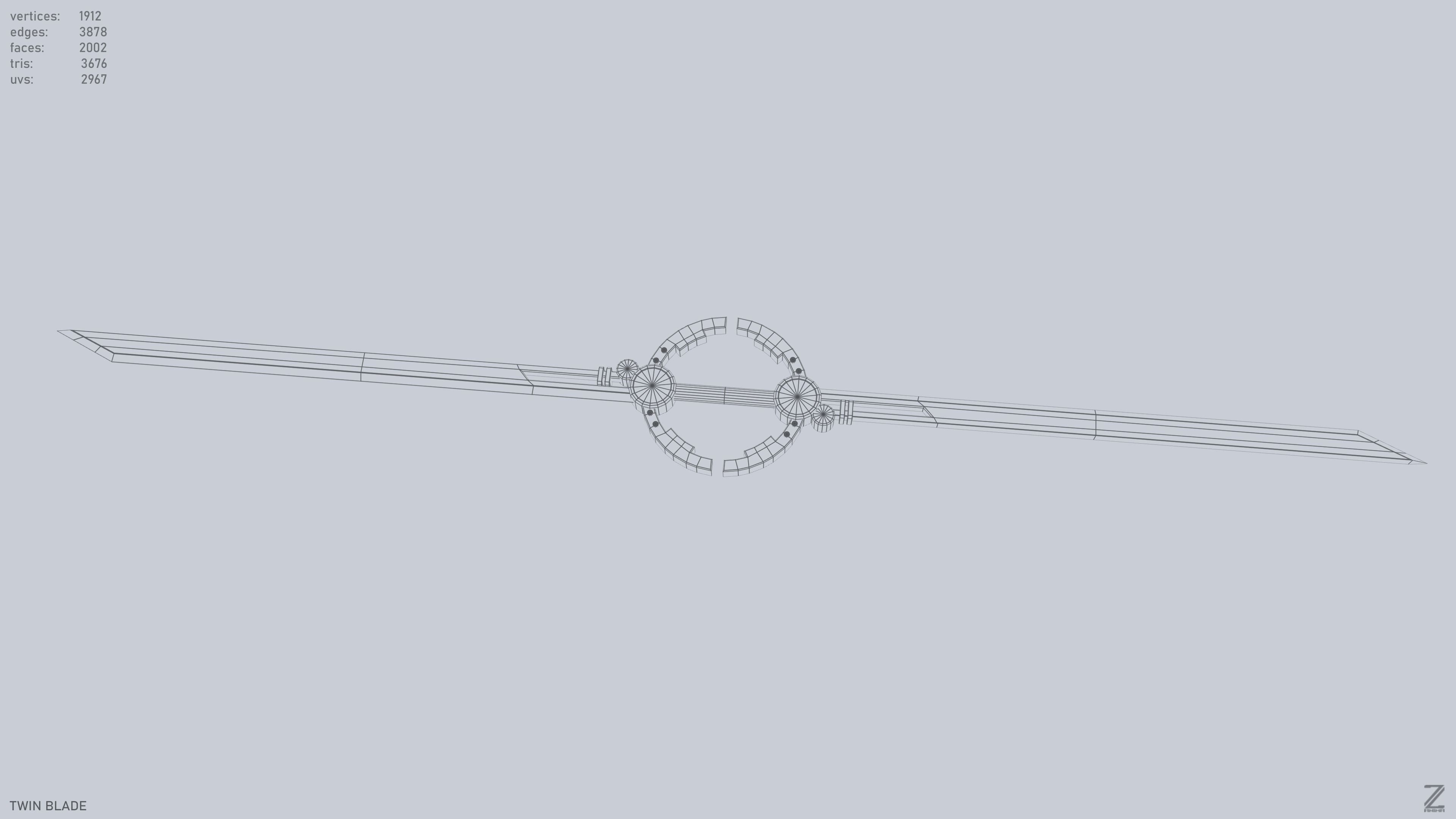 Twinblade Low-poly 3D model_13