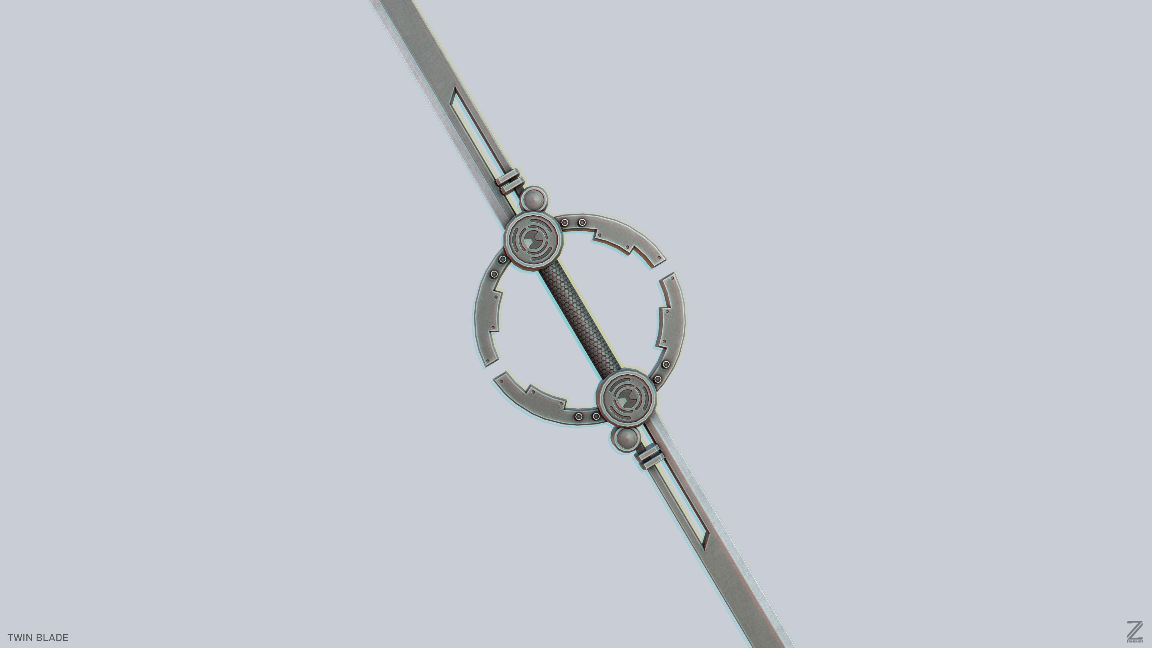 Twinblade Low-poly 3D model_4