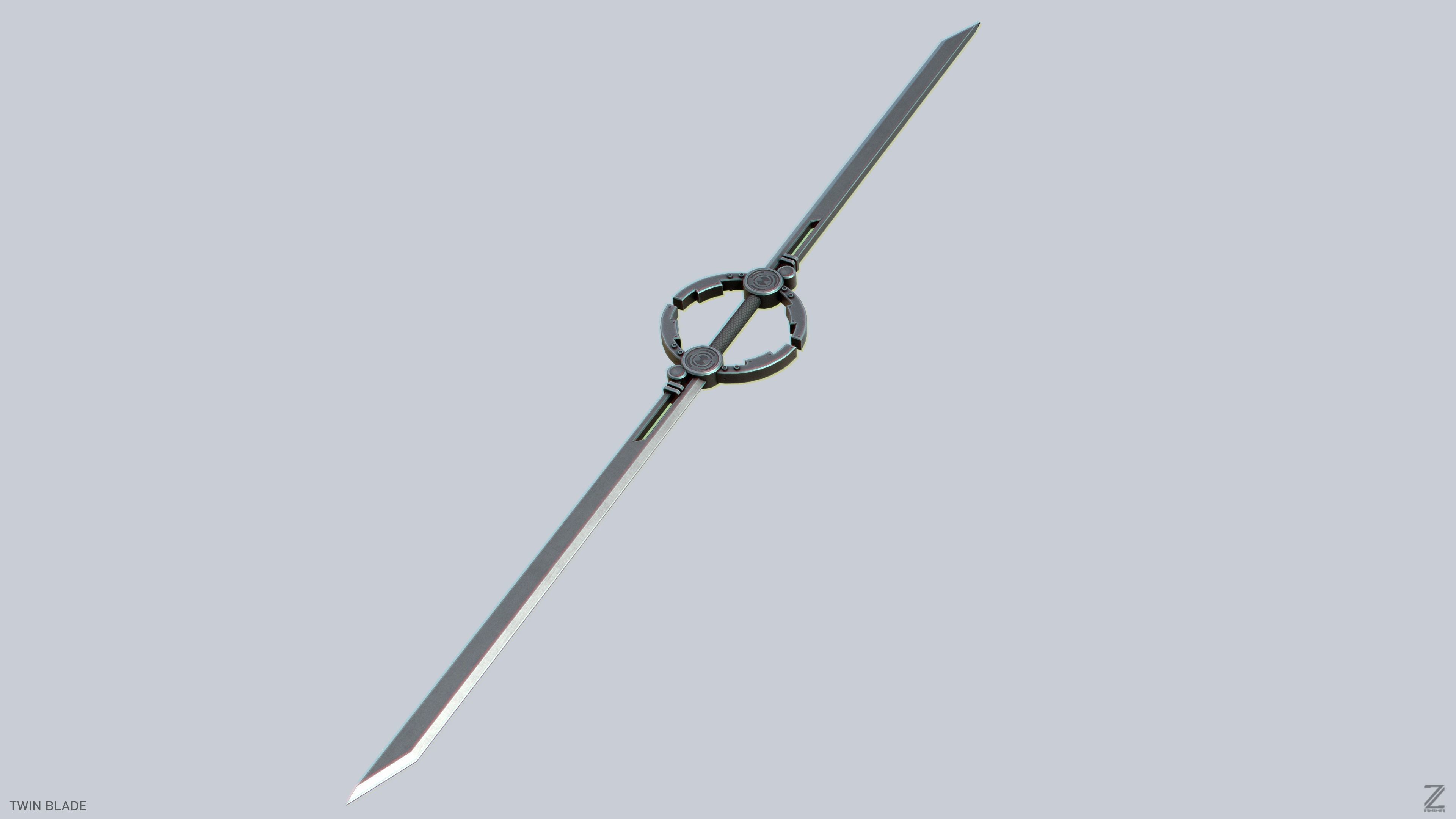 Twinblade Low-poly 3D model_6